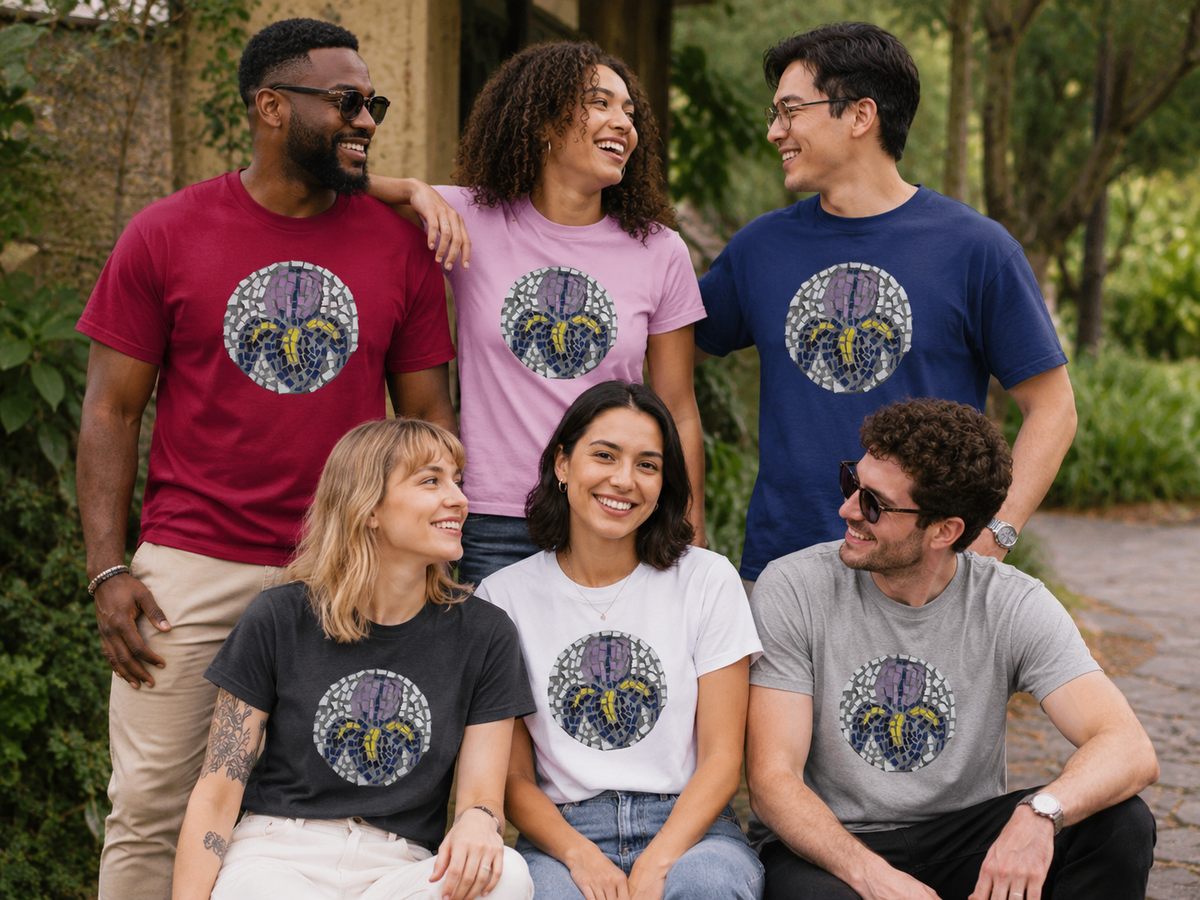 “Iris Mosaic Coaster” Unisex Ultra Cotton Tee | Floral Mosaic Art Shirt
