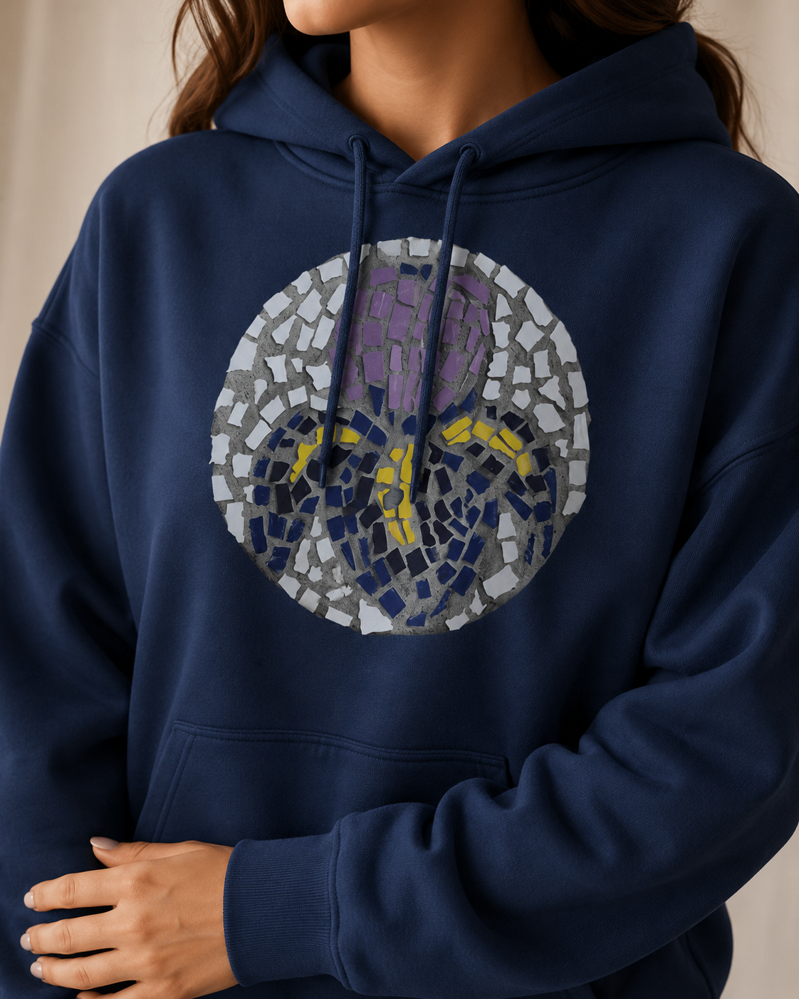 “Iris” Coaster Mosaic Hoodie | Wearable Floral Art Hoodie