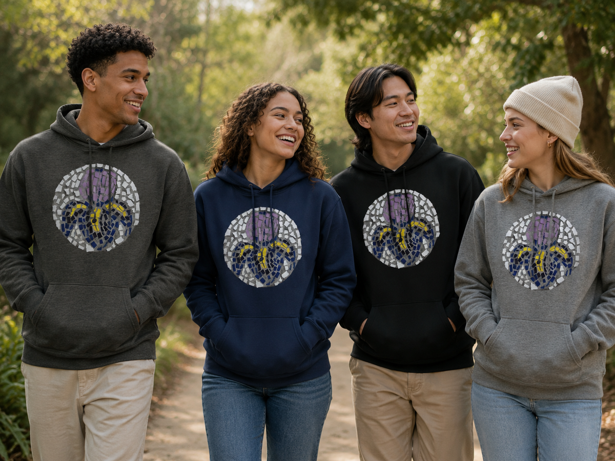 “Iris” Coaster Mosaic Hoodie | Wearable Floral Art Hoodie