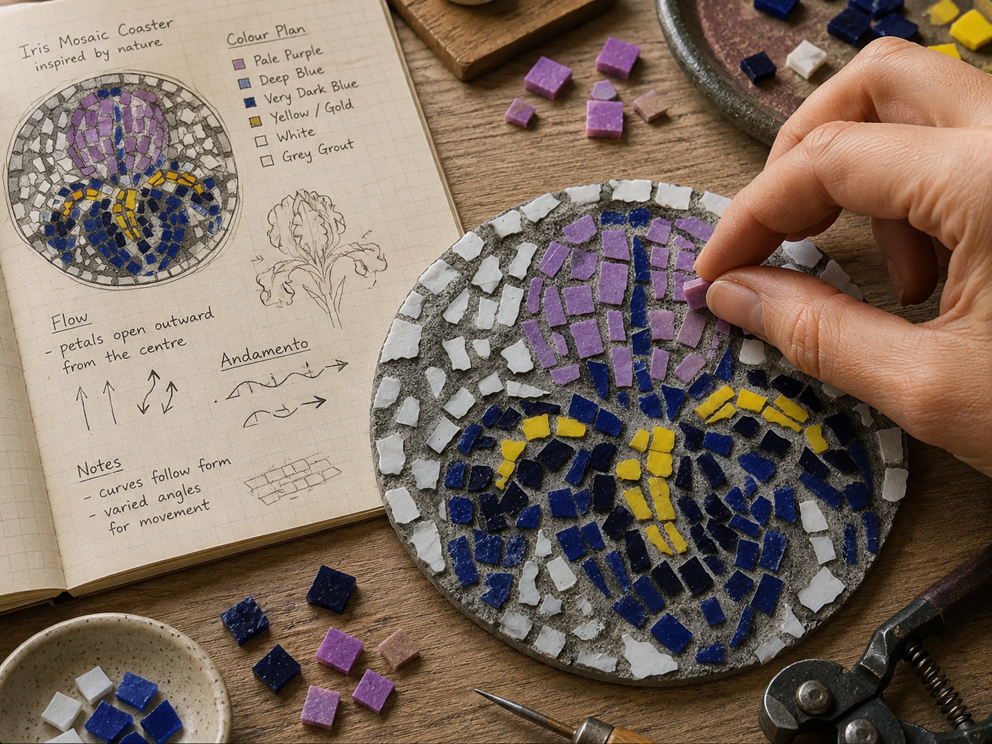 Iris Coaster Mosaic Kits for Families & Friends | Create Together DIY Experience