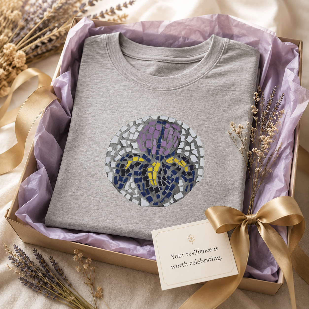 “Iris Mosaic Coaster” Unisex Ultra Cotton Tee | Floral Mosaic Art Shirt
