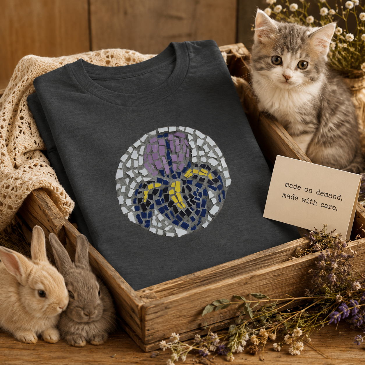 “Iris Mosaic Coaster” Unisex Ultra Cotton Tee | Floral Mosaic Art Shirt