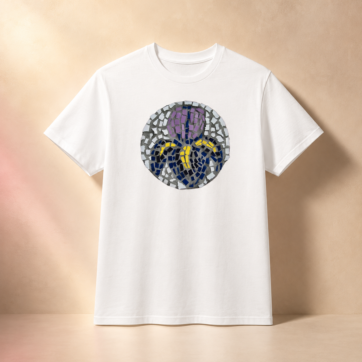 “Iris Mosaic Coaster” Unisex Ultra Cotton Tee | Floral Mosaic Art Shirt
