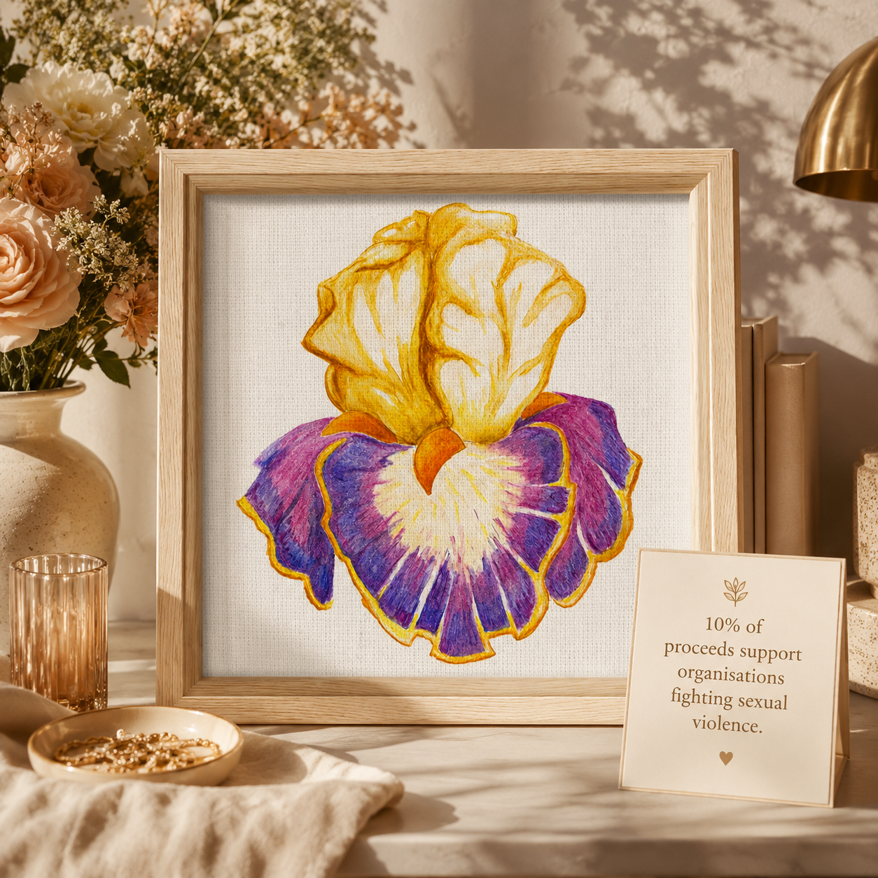 Iris of Solara Framed Canvas Print | Floral Wall Art with Meaning