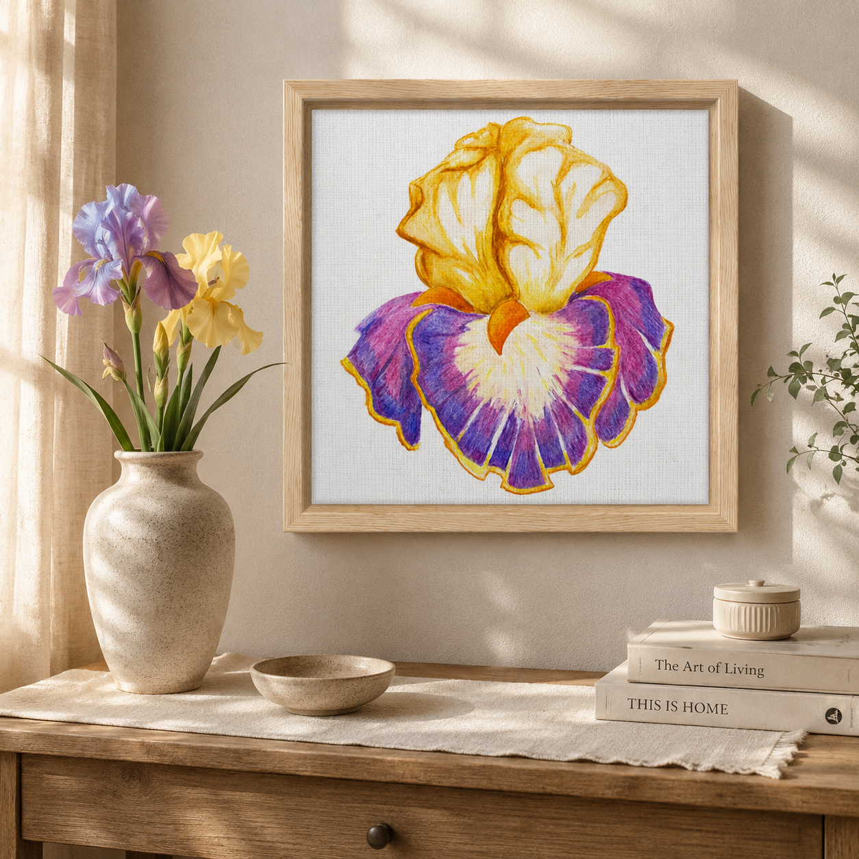 Iris of Solara Framed Canvas Print | Floral Wall Art with Meaning
