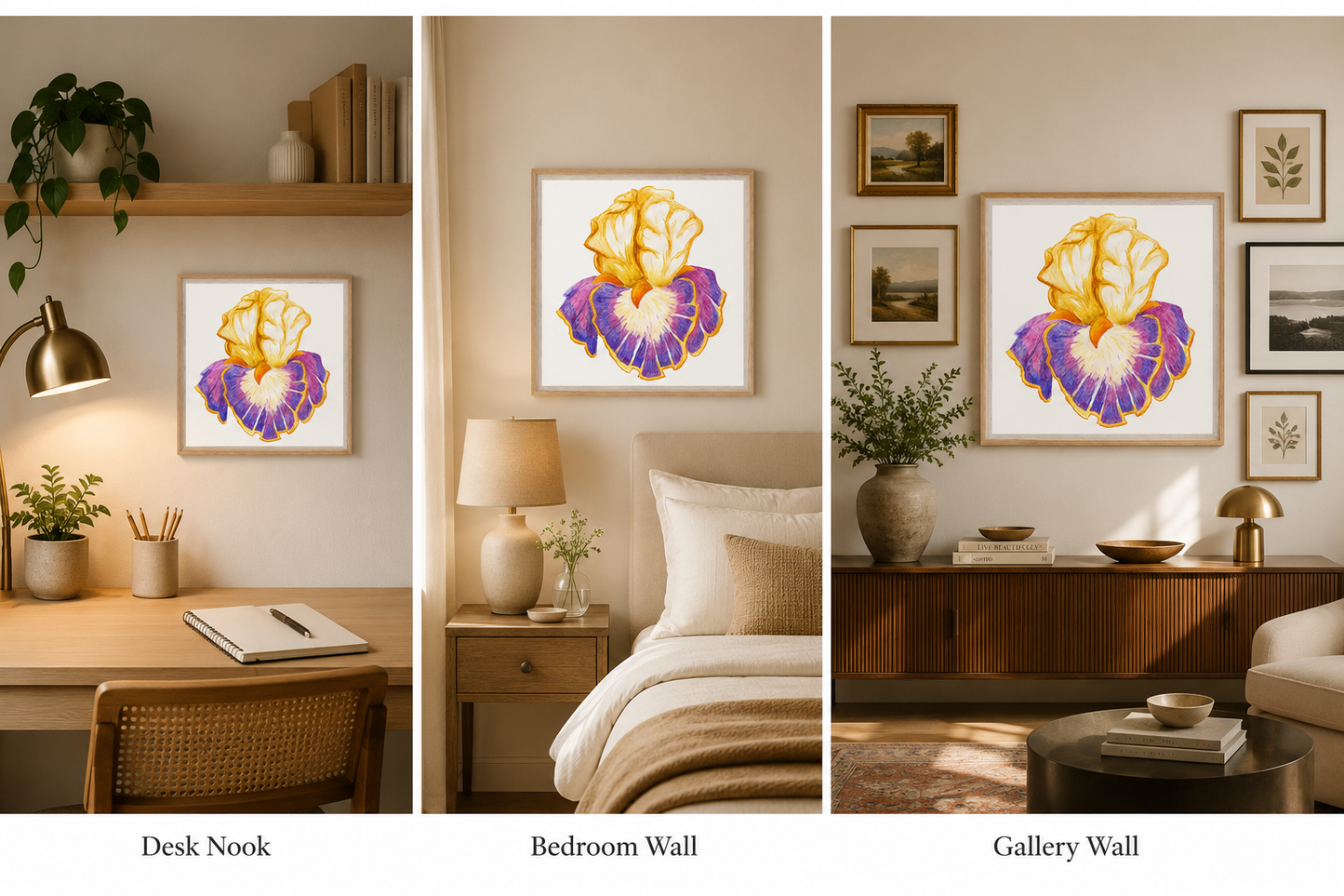 Iris of Solara Framed Watercolour Pencil Artwork | Premium Wooden Frame Poster