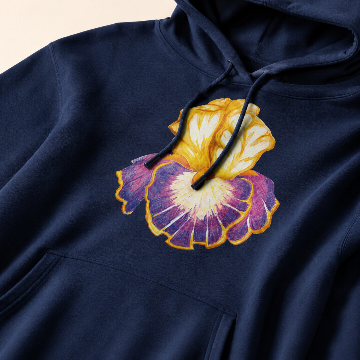 Iris of Solara Mid-Weight Hoodie | Floral Art Hoodie with Printed Design