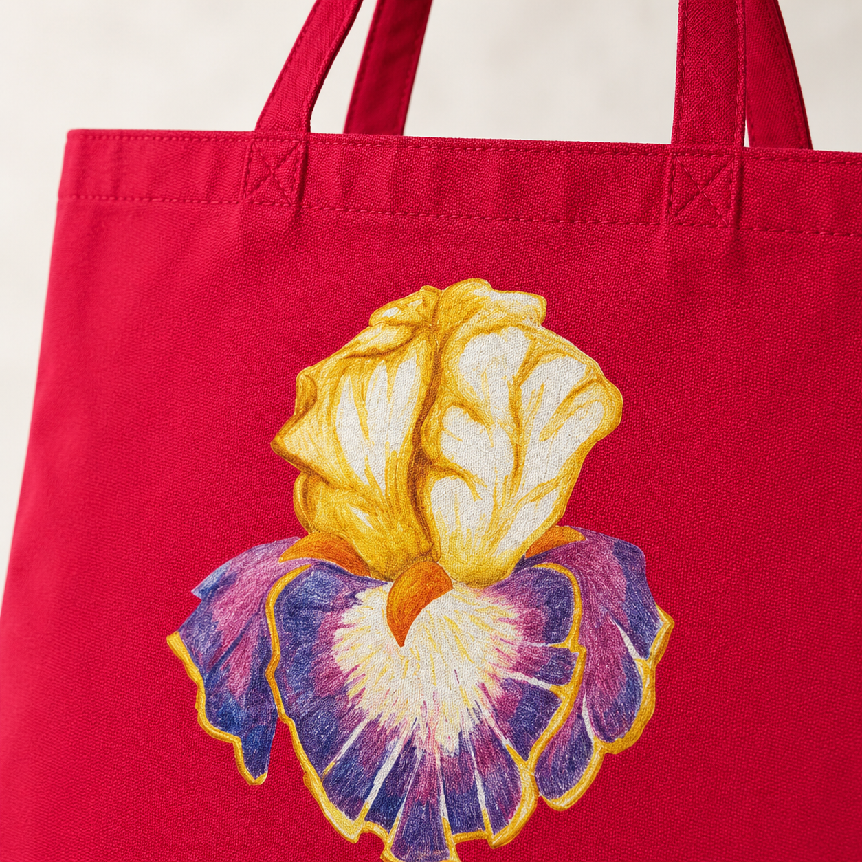 Iris of Solara Cotton Tote Bag | Eco-Friendly Floral Art Tote