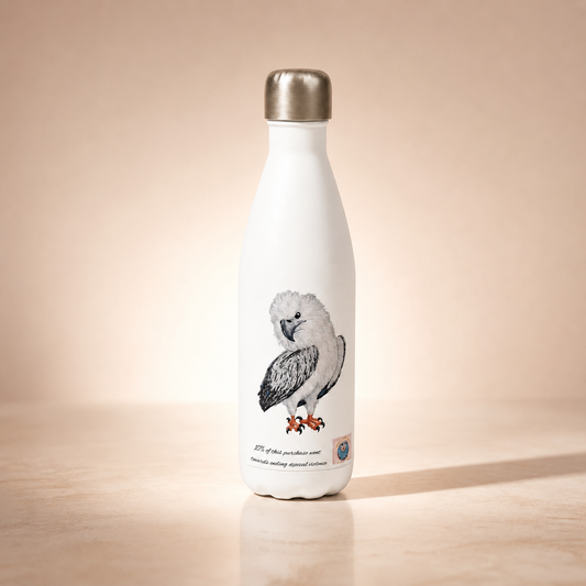 White 17oz Stainless Steel Water Bottle | Useful Everyday | "Just a Lil Nibble" White-bellied Sea Eagle Artwork