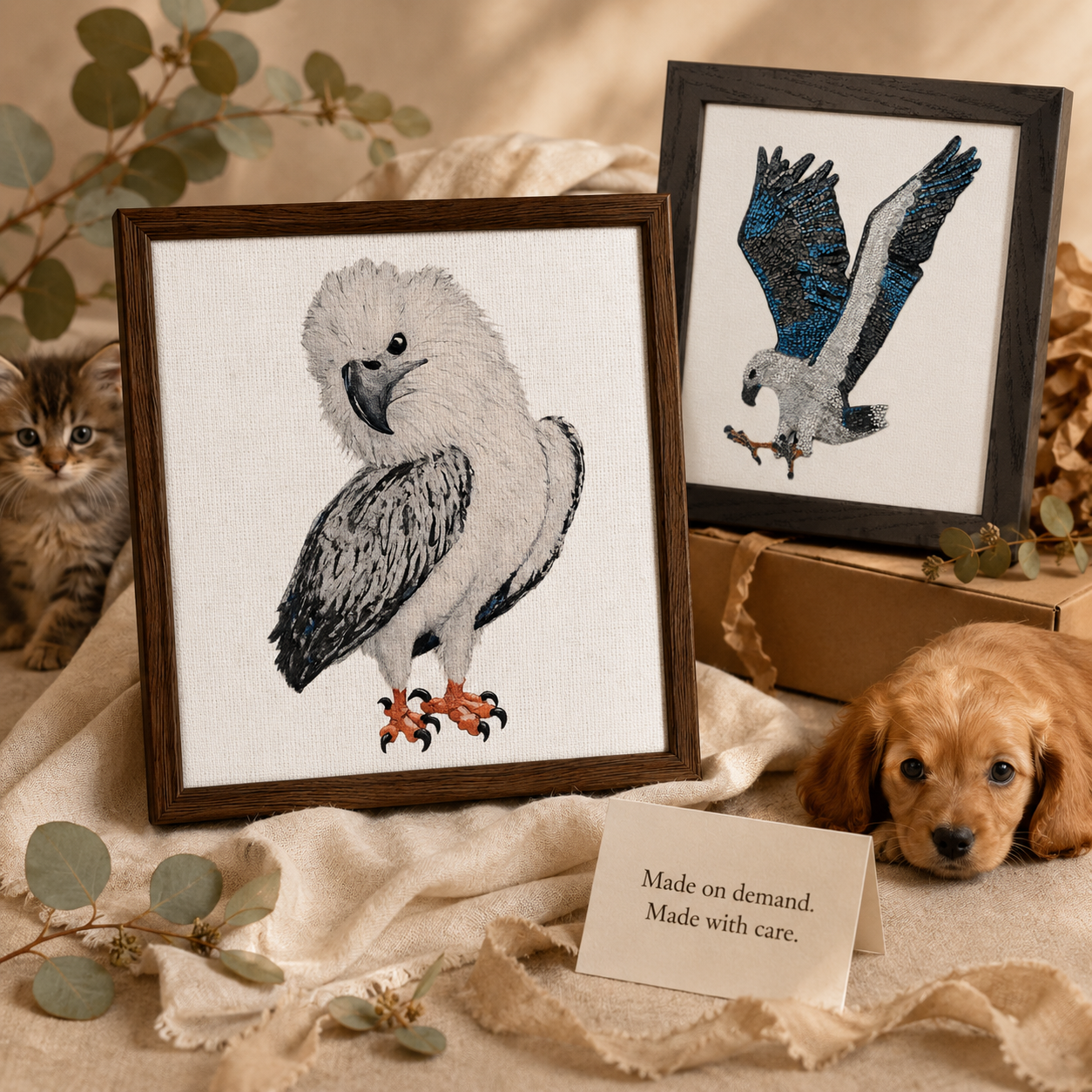 Framed Canvas |"Just a Lil Nibble" White-bellied Sea Eagle Artwork
