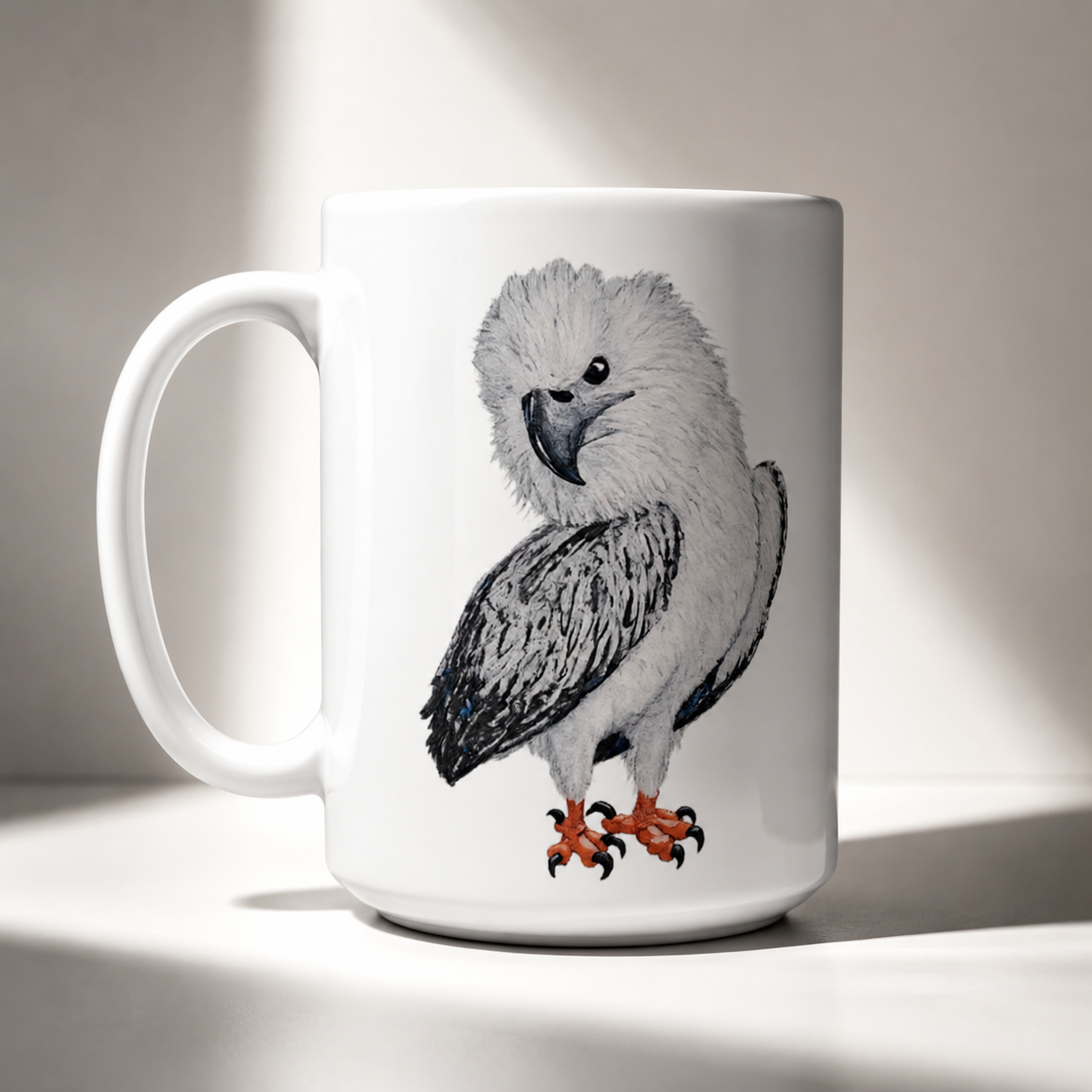 White 15oz Ceramic Mug | Useful Everyday | "Just a Lil Nibble" White-bellied Sea Eagle Artwork