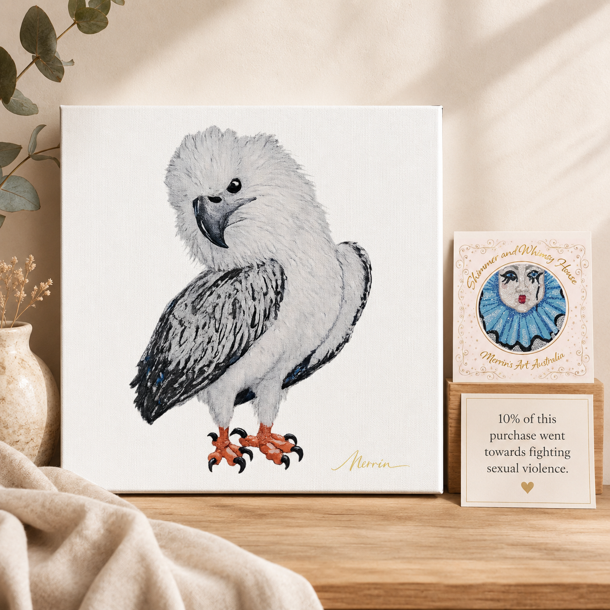 Canvas Print Wall Art |"Just a Lil Nibble" White-bellied Sea Eagle Artwork