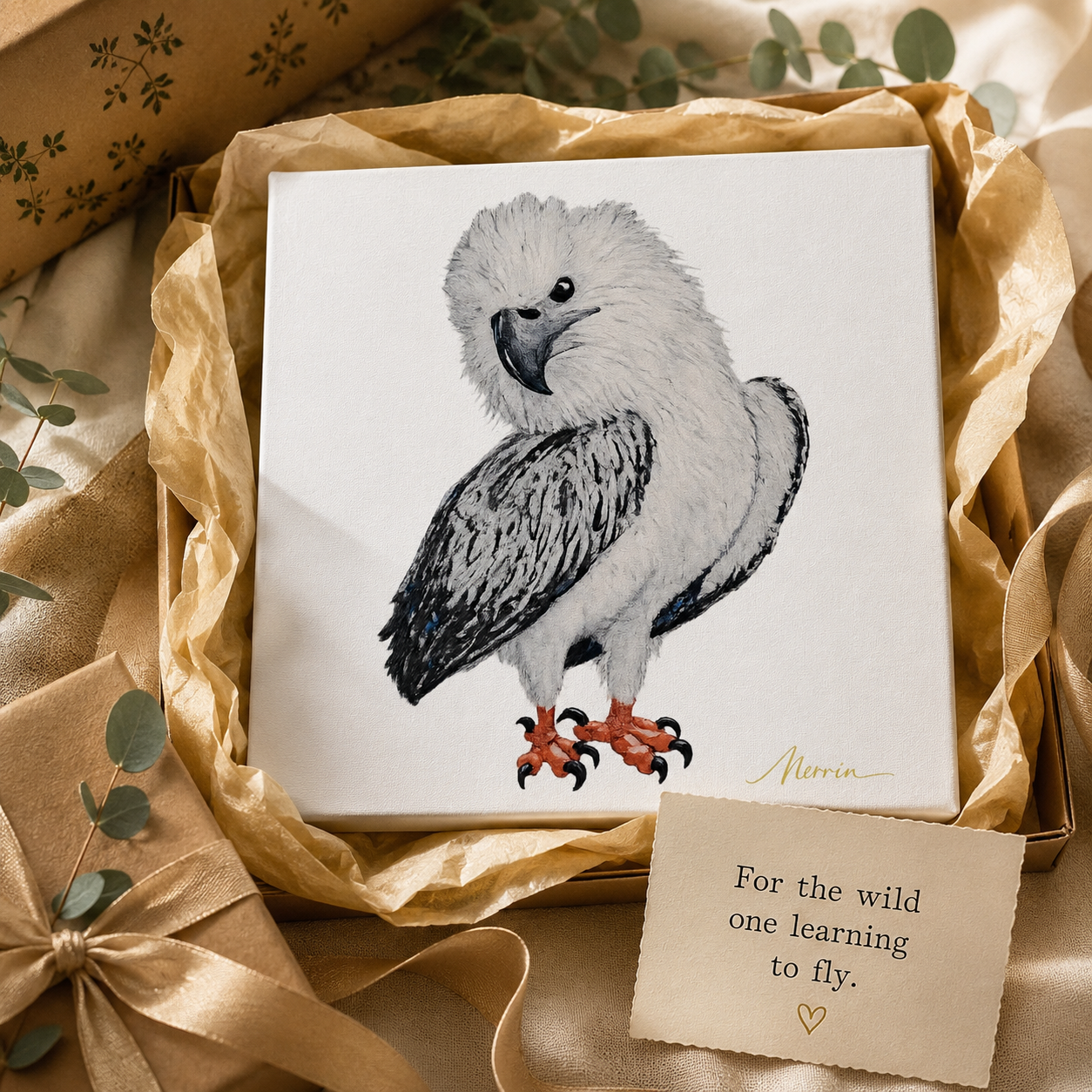 Canvas Print Wall Art |"Just a Lil Nibble" White-bellied Sea Eagle Artwork