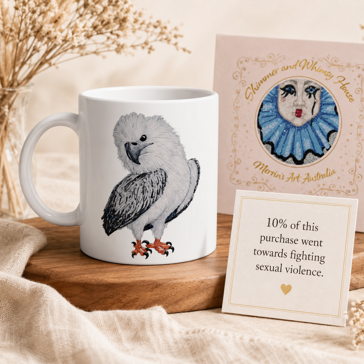 White 11oz Ceramic Mug with Color Inside | "Just a Lil Nibble" White-bellied Sea Eagle Artwork