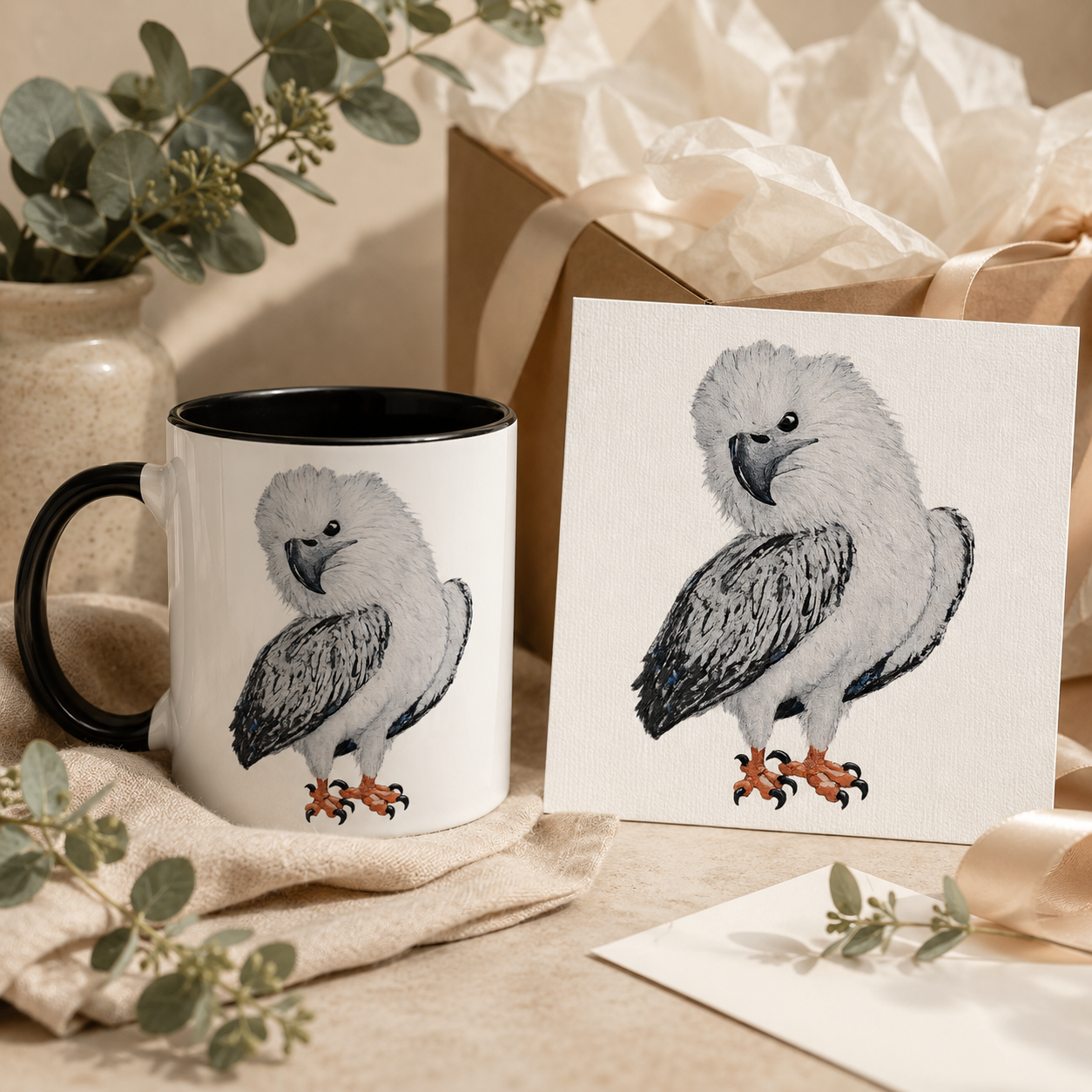 White 11oz Ceramic Mug with Color Inside | "Just a Lil Nibble" White-bellied Sea Eagle Artwork