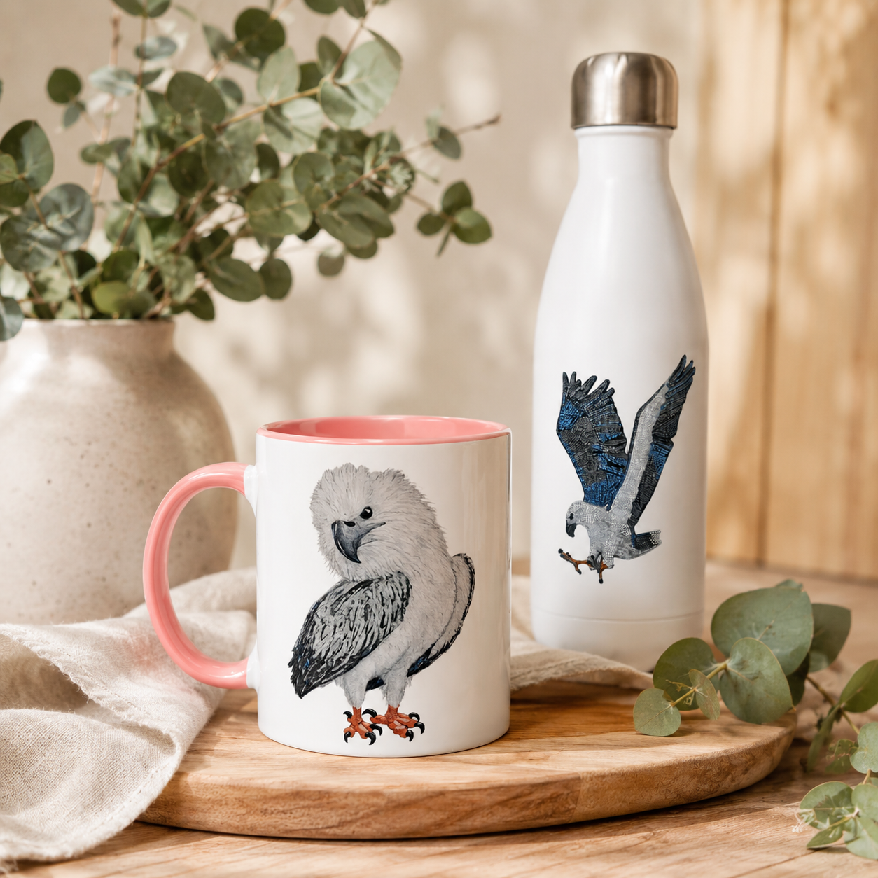 White 11oz Ceramic Mug with Color Inside | "Just a Lil Nibble" White-bellied Sea Eagle Artwork