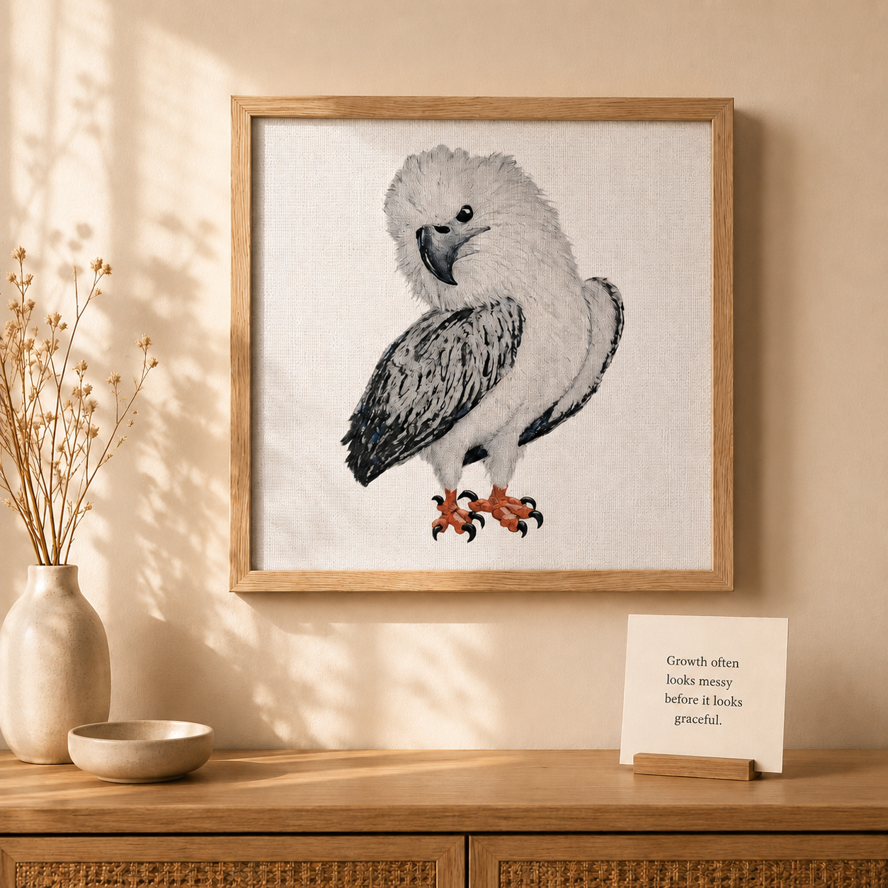 Framed Canvas |"Just a Lil Nibble" White-bellied Sea Eagle Artwork