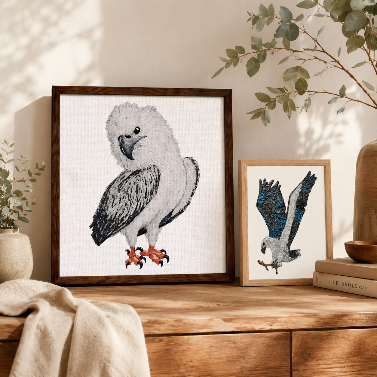 Premium Wooden Framed Poster With Museum-Quality Matte Paper | "Just a Lil Nibble" White-bellied Sea Eagle Artwork