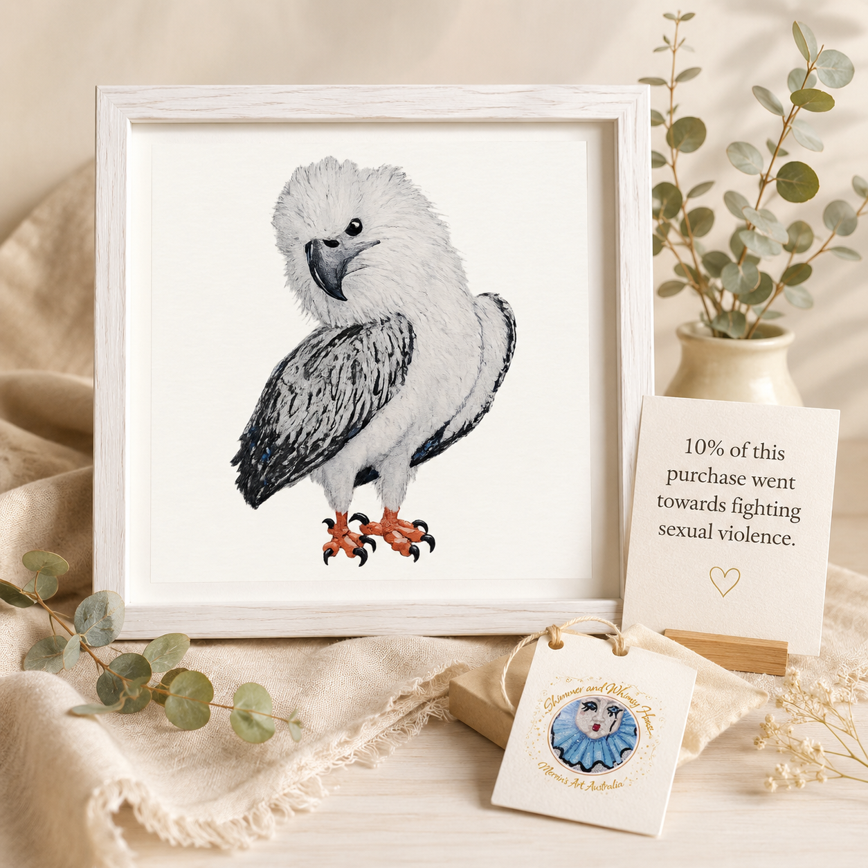 Premium Wooden Framed Poster With Museum-Quality Matte Paper | "Just a Lil Nibble" White-bellied Sea Eagle Artwork