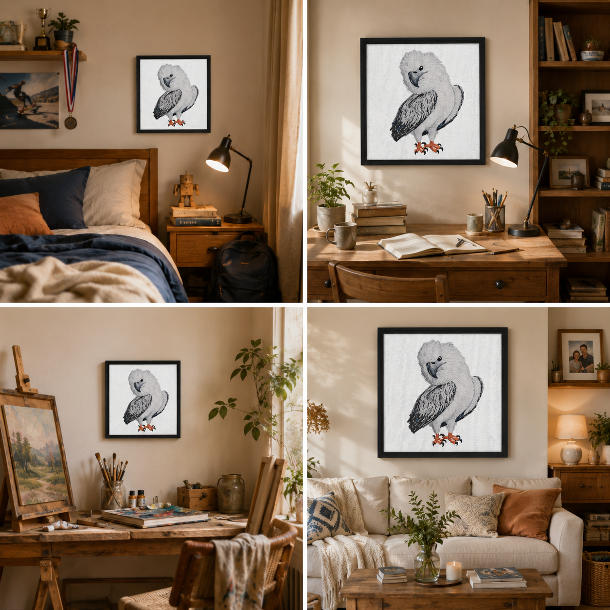 Premium Wooden Framed Poster With Museum-Quality Matte Paper | "Just a Lil Nibble" White-bellied Sea Eagle Artwork