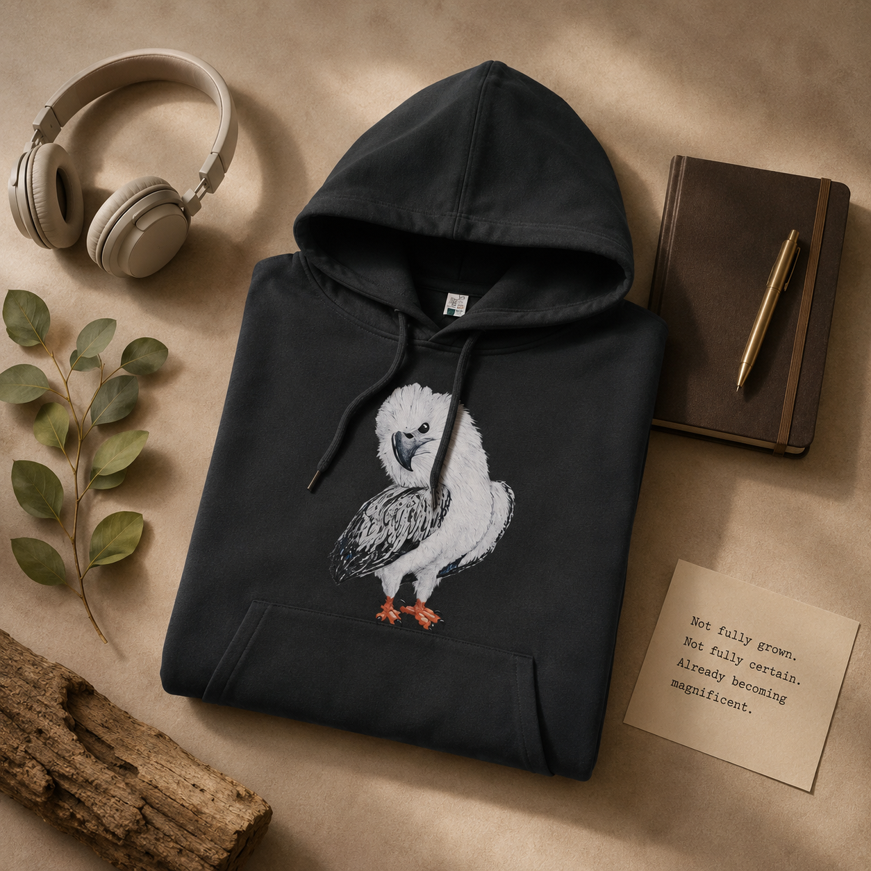 Premium Unisex Pullover Hoodie | Clothing | "Just a Lil Nibble" White-bellied Sea Eagle Artwork