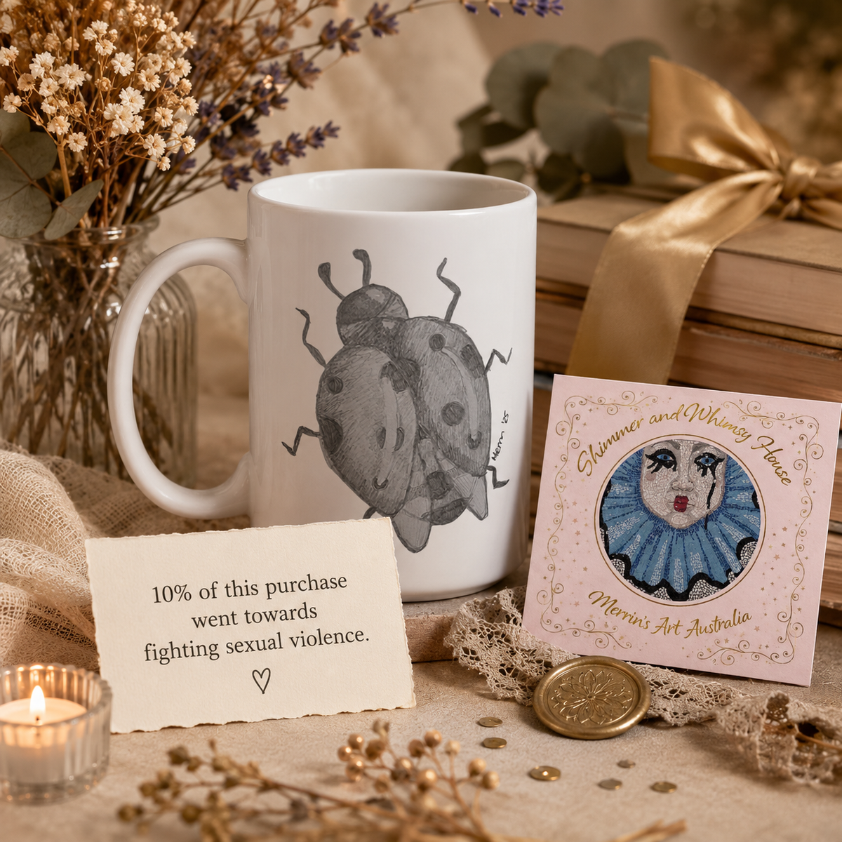 The Lady of Ashes Ceramic Mug | 15oz Symbolic Ladybird Art Mug