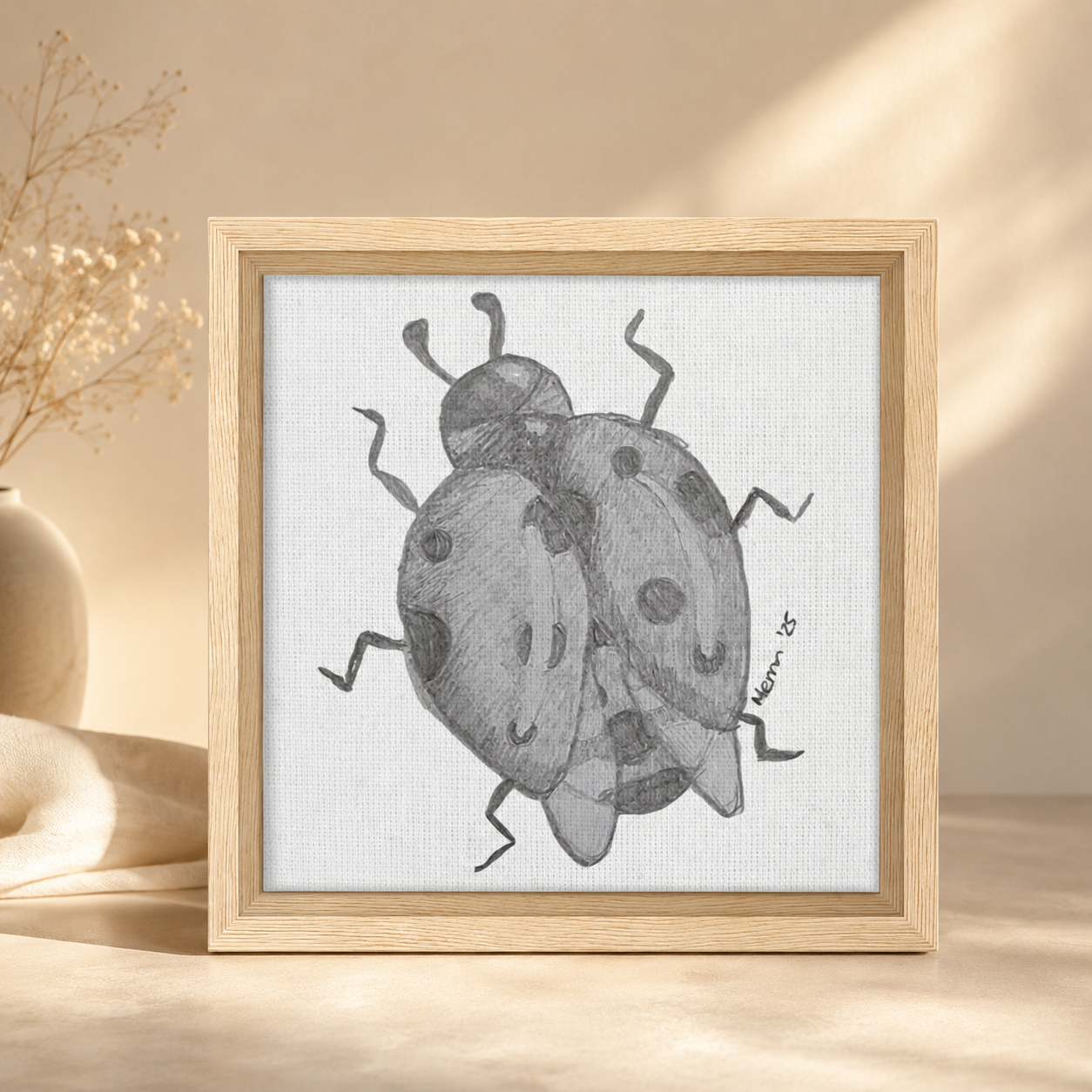The Lady of Ashes Framed Canvas Print | Symbolic Ladybird Wall Art