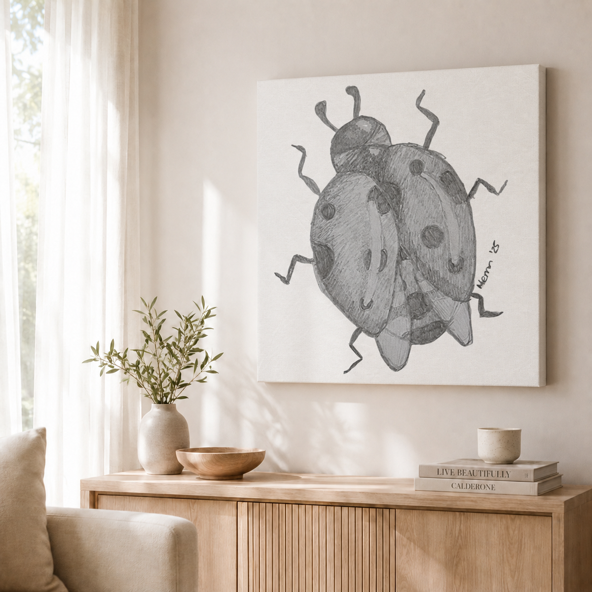 The Lady of Ashes Canvas Print | Symbolic Ladybird Wall Art