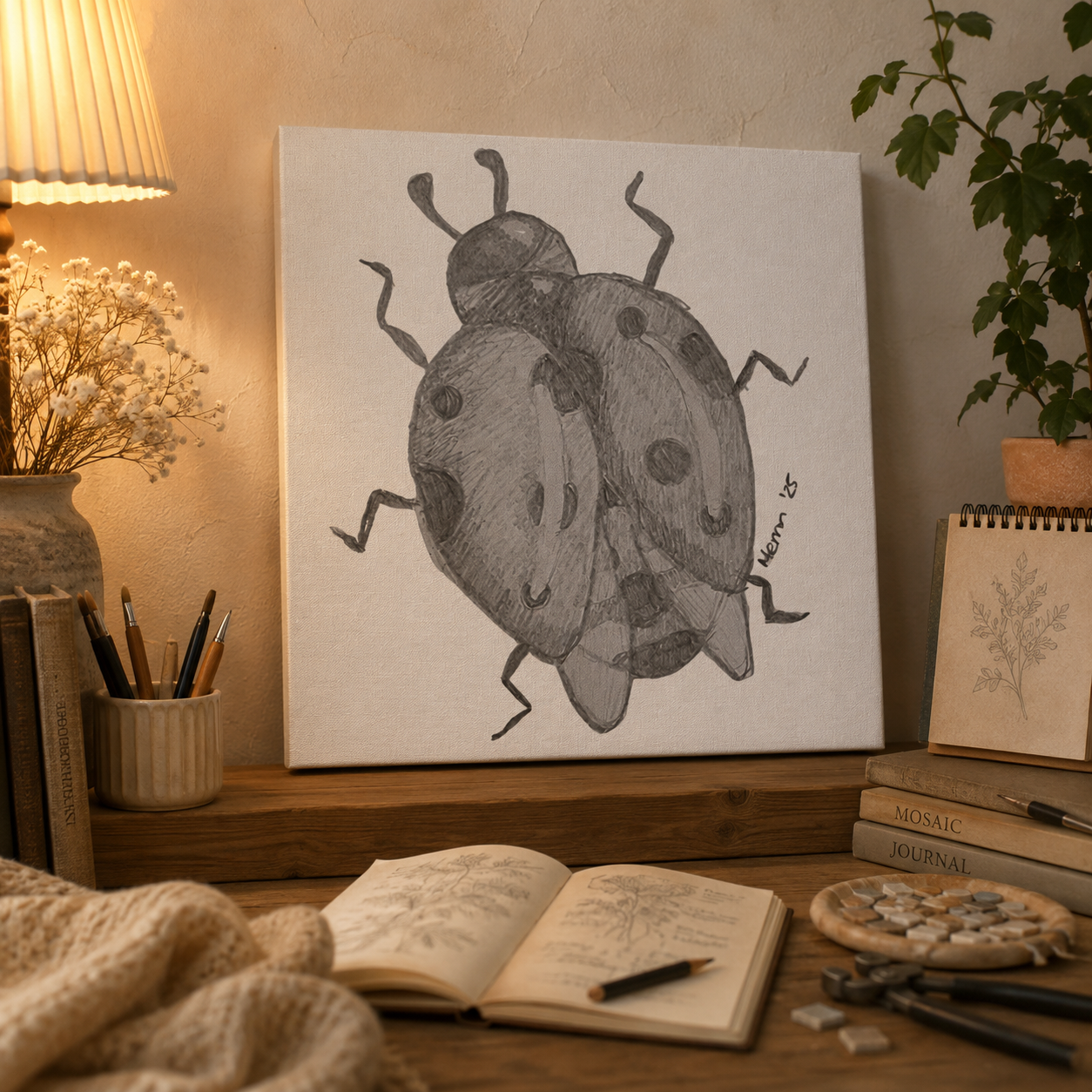 The Lady of Ashes Canvas Print | Symbolic Ladybird Wall Art