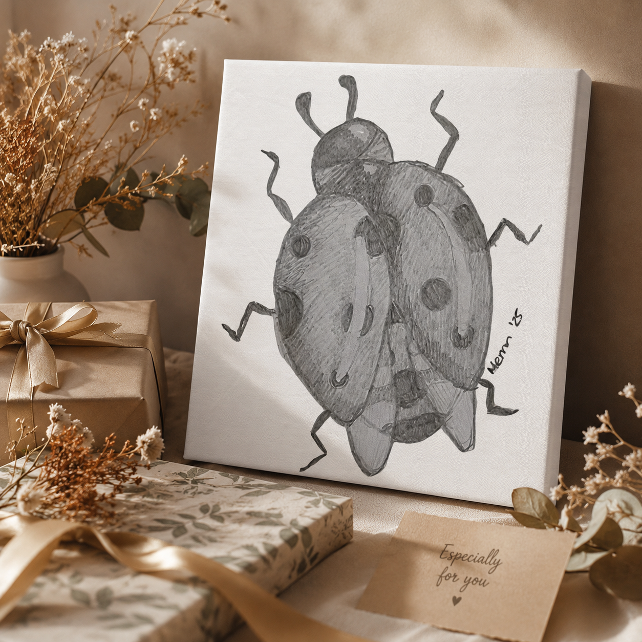 The Lady of Ashes Canvas Print | Symbolic Ladybird Wall Art