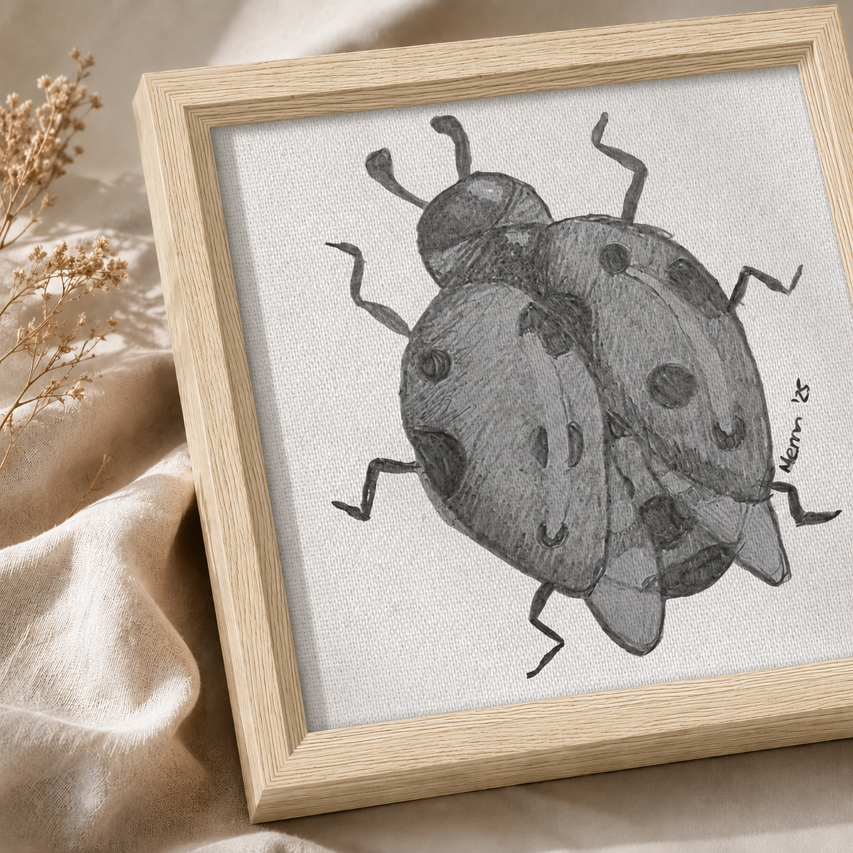 The Lady of Ashes Framed Canvas Print | Symbolic Ladybird Wall Art