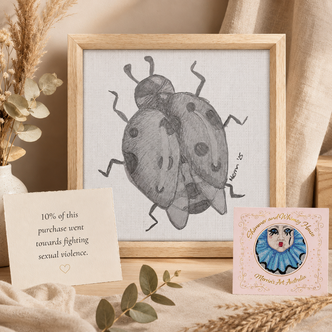 The Lady of Ashes Framed Canvas Print | Symbolic Ladybird Wall Art