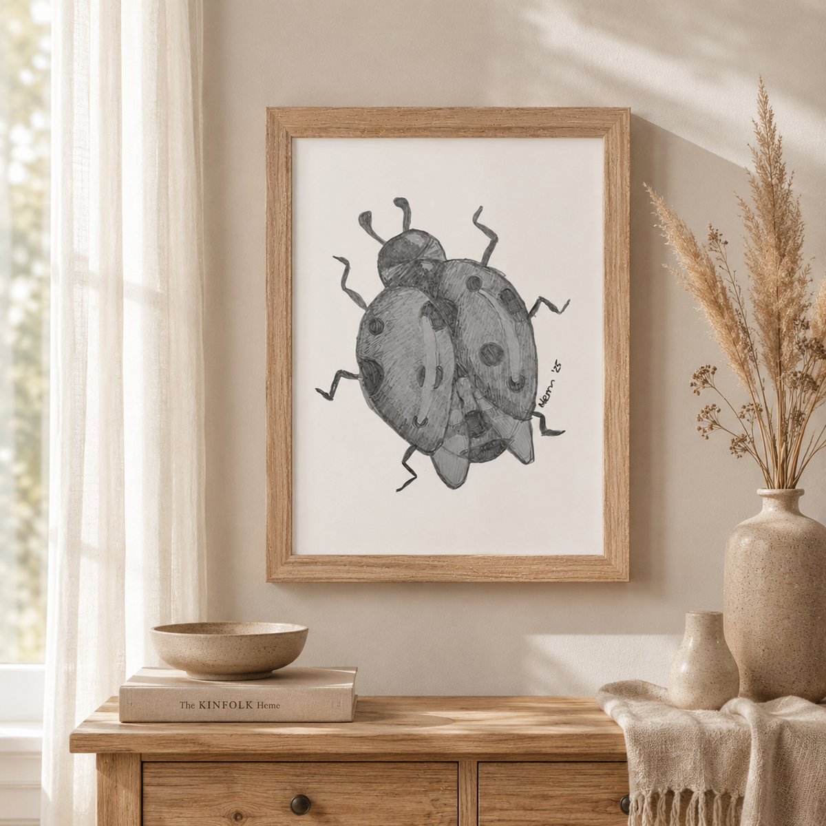 Lady of Ashes Framed Fine Art Print | Symbolic Ladybird Wall Art