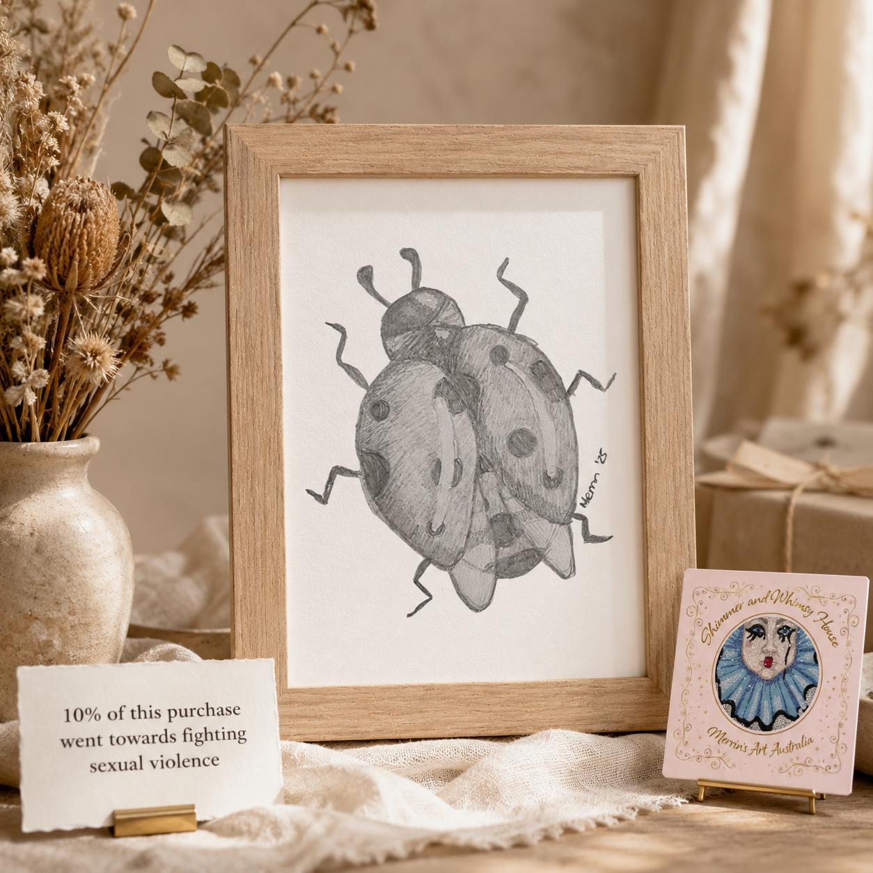 Lady of Ashes Framed Fine Art Print | Symbolic Ladybird Wall Art