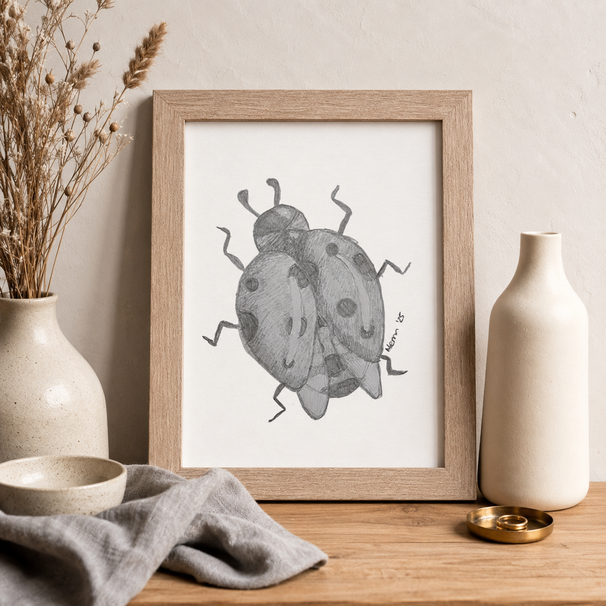 Lady of Ashes Framed Fine Art Print | Symbolic Ladybird Wall Art