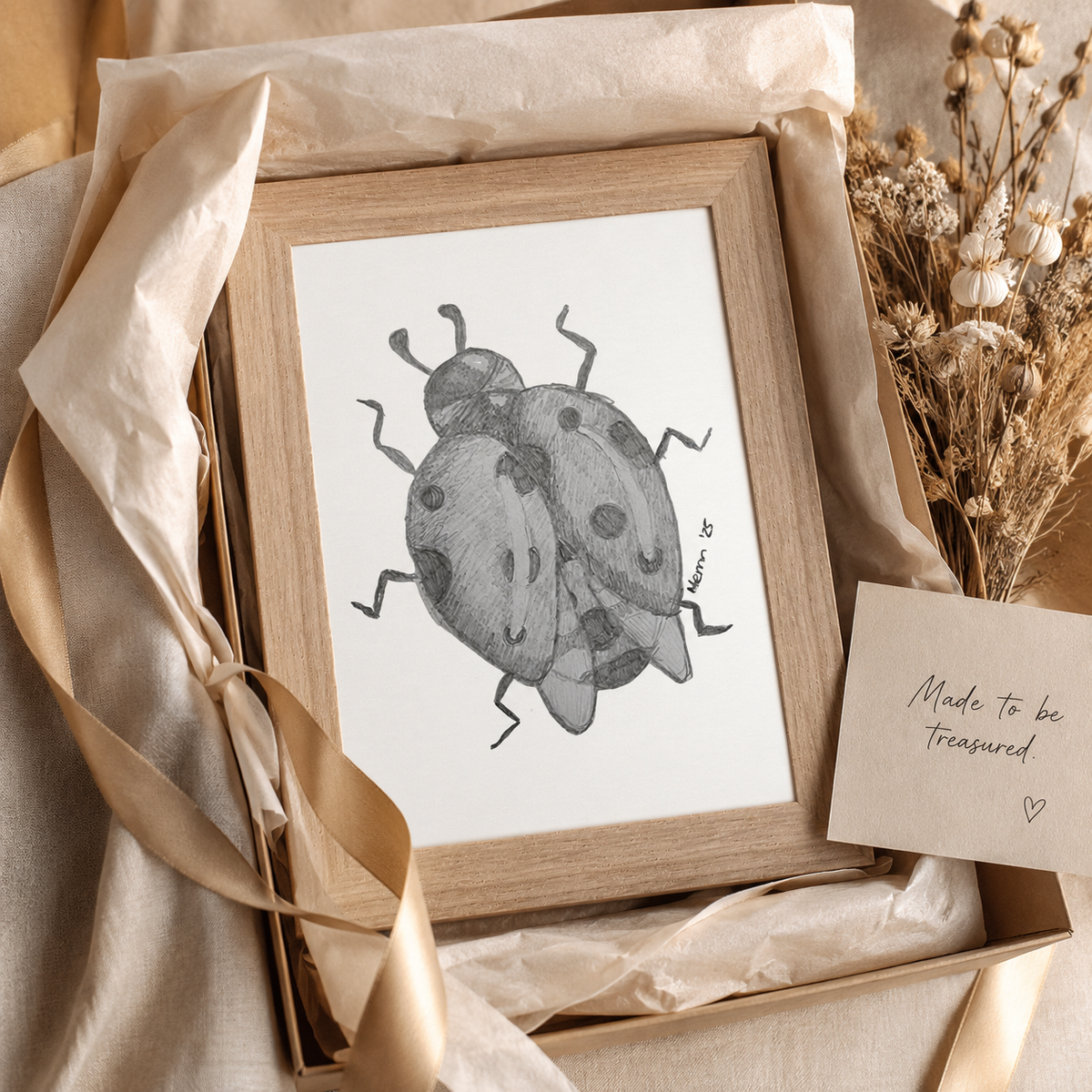 Lady of Ashes Framed Fine Art Print | Symbolic Ladybird Wall Art