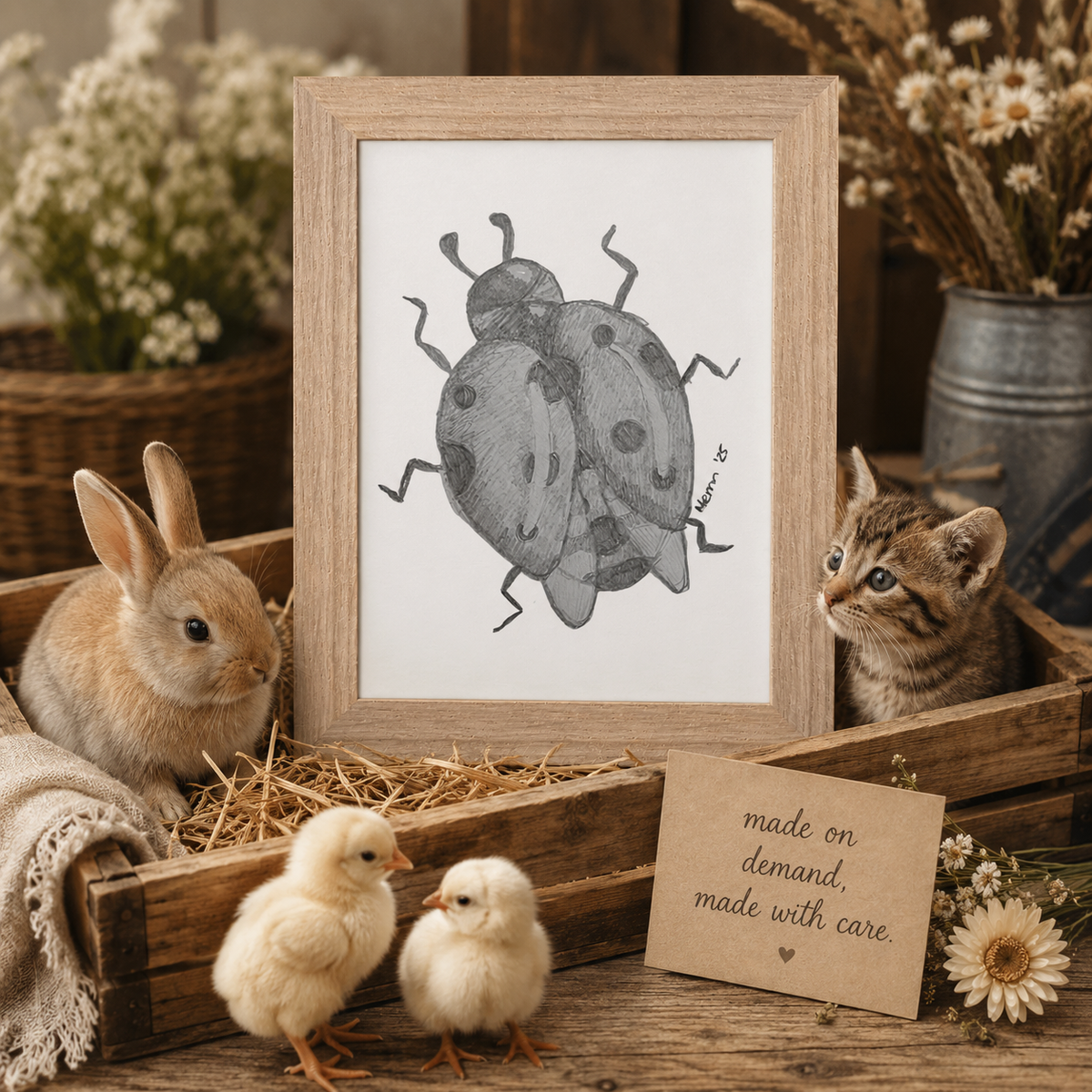 Lady of Ashes Framed Fine Art Print | Symbolic Ladybird Wall Art