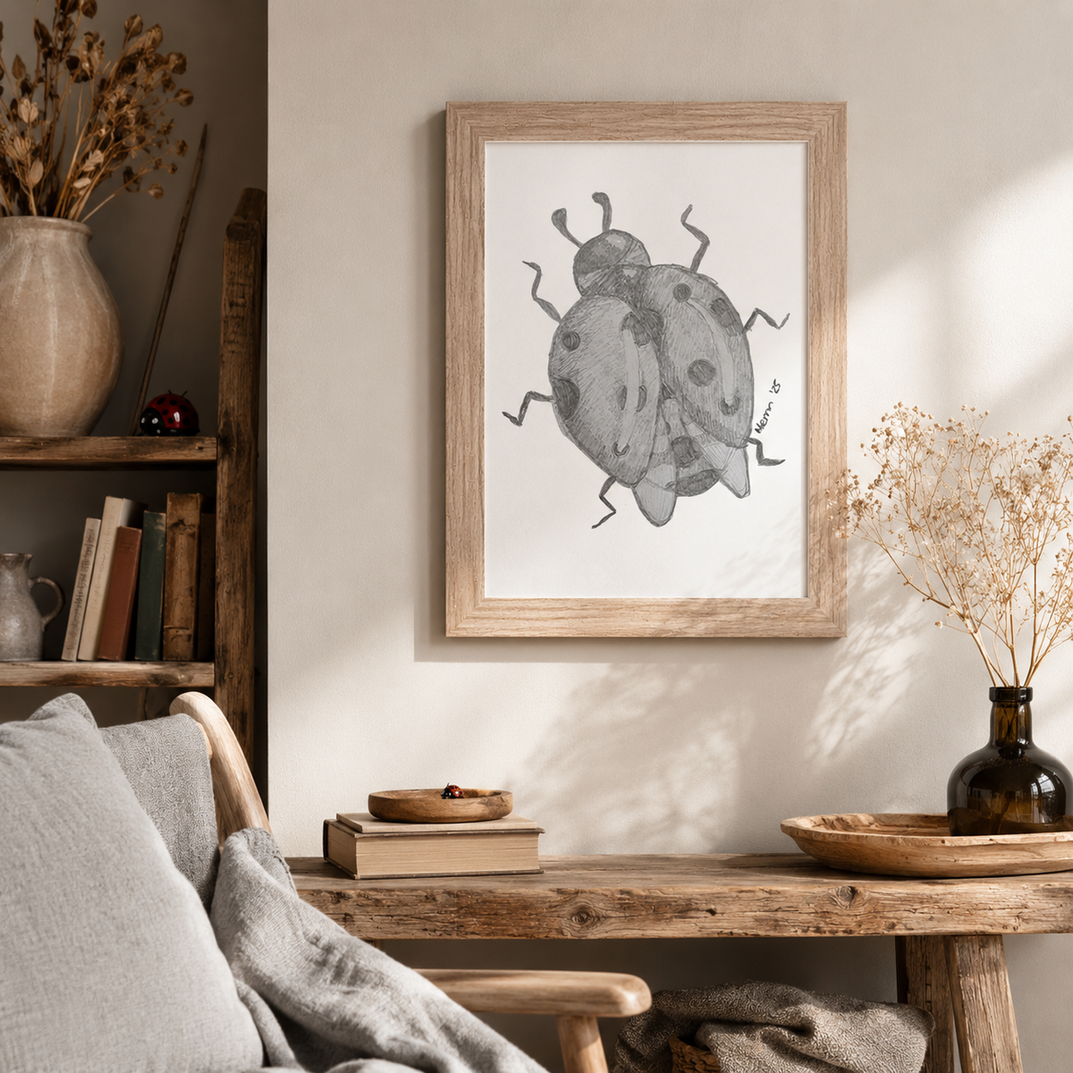 Lady of Ashes Framed Fine Art Print | Symbolic Ladybird Wall Art