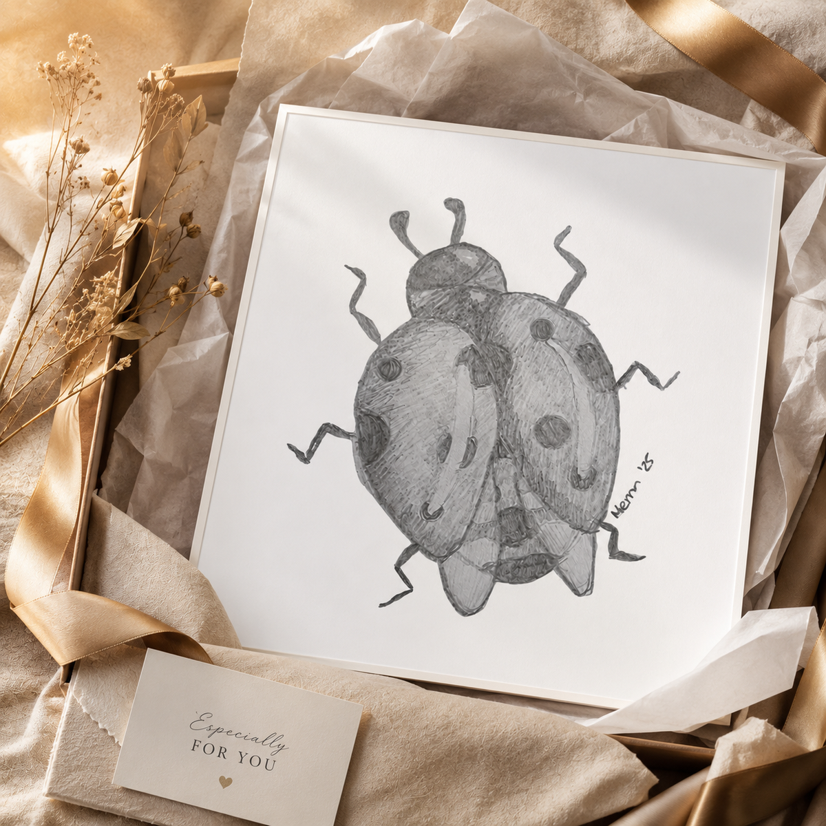 Lady of Ashes Fine Art Poster | Symbolic Ladybird Wall Art About Acceptance