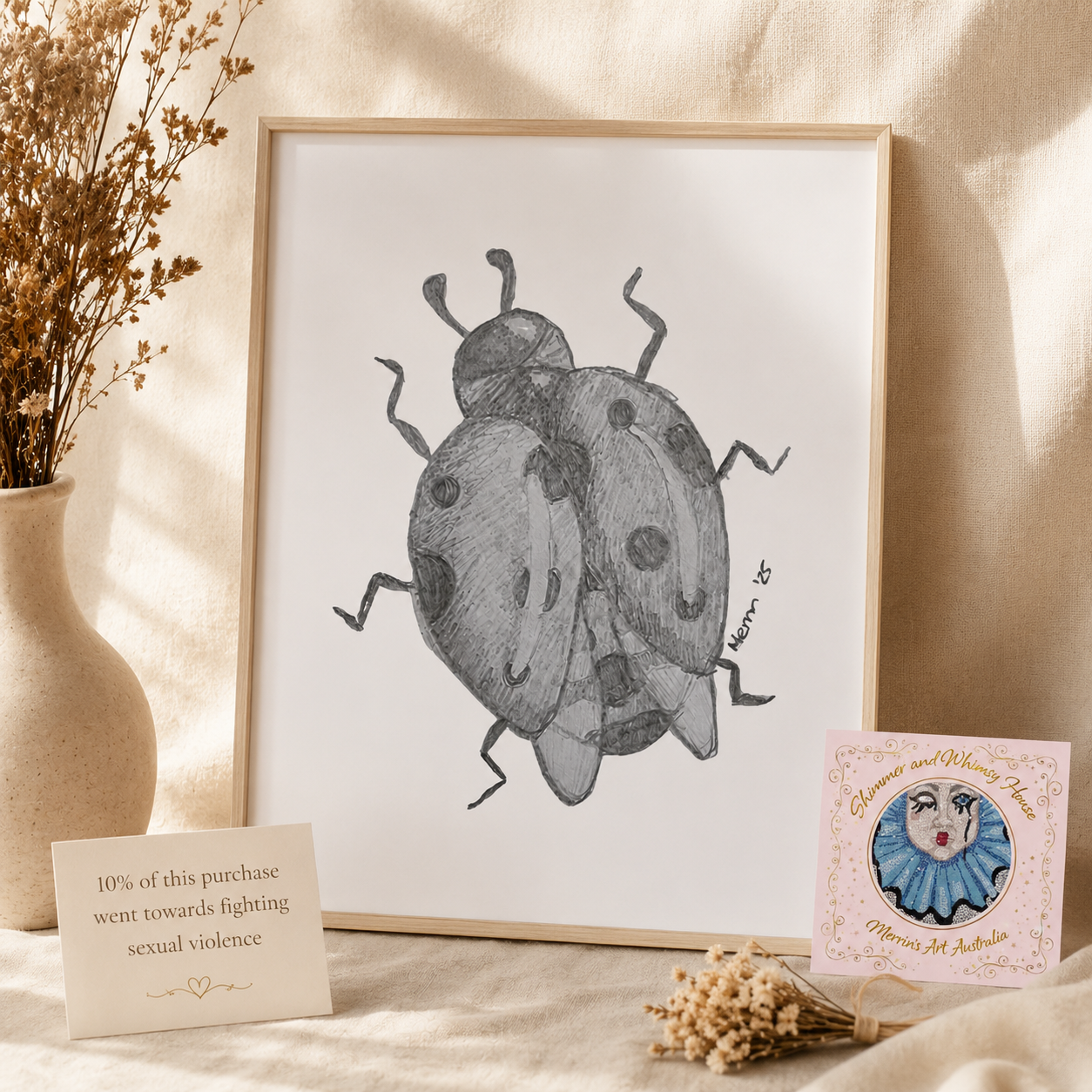Lady of Ashes Fine Art Poster | Symbolic Ladybird Wall Art About Acceptance
