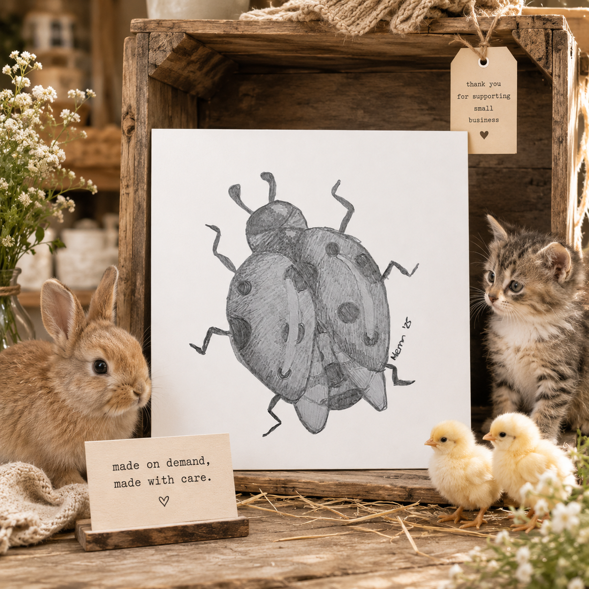 Lady of Ashes Fine Art Poster | Symbolic Ladybird Wall Art About Acceptance