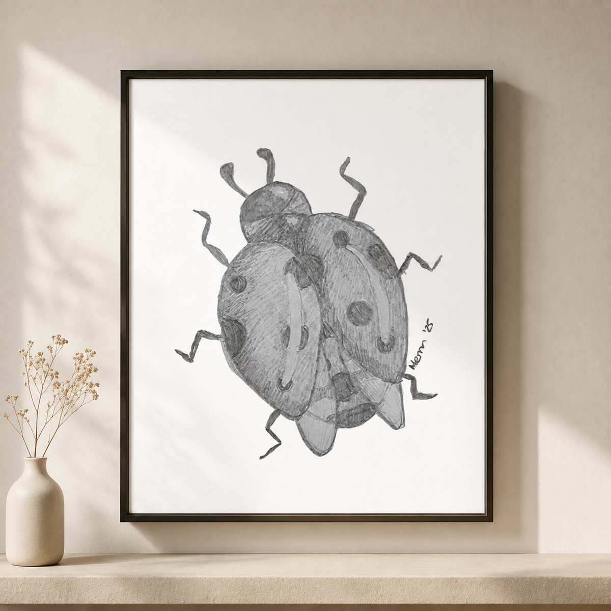 Lady of Ashes Fine Art Poster | Symbolic Ladybird Wall Art About Acceptance