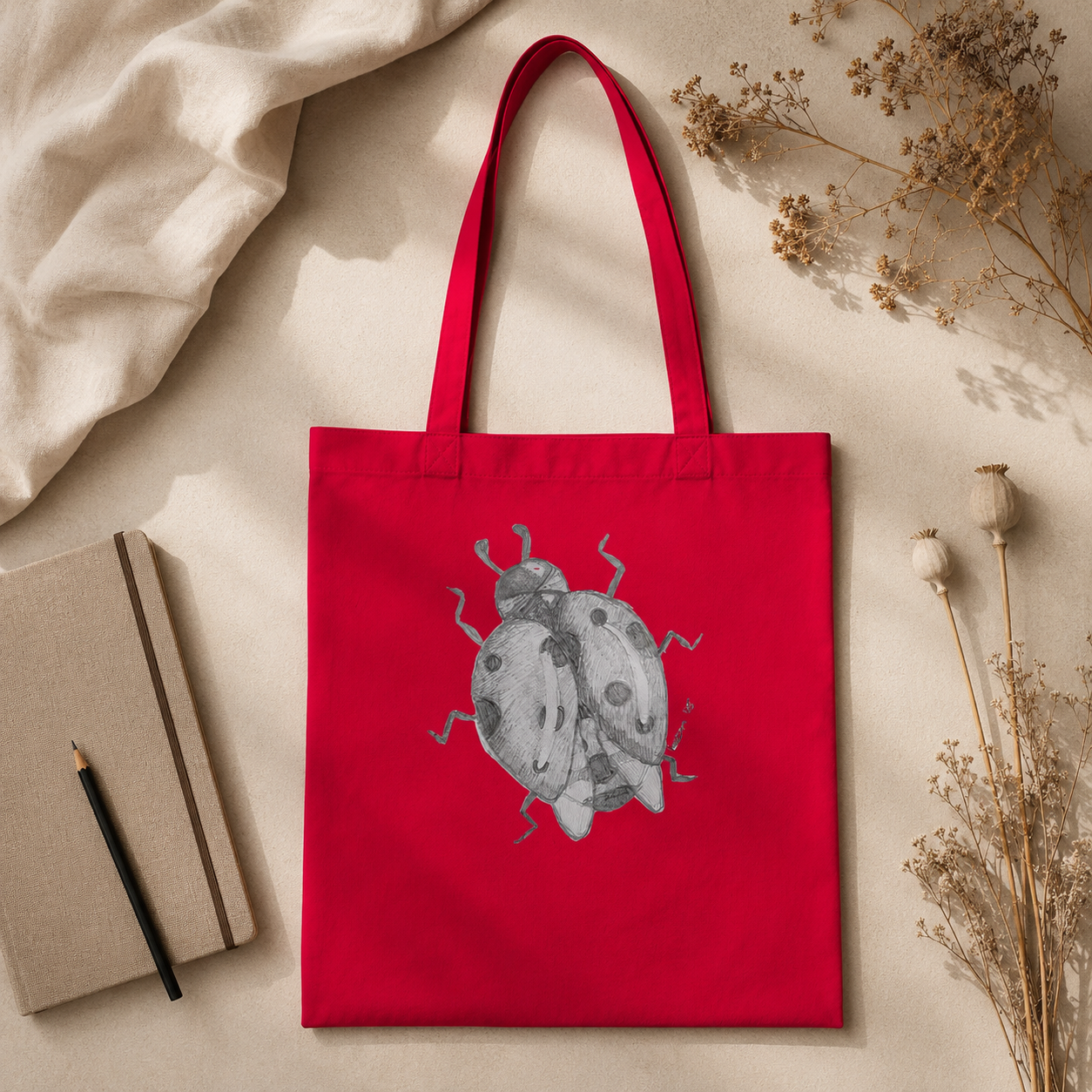 Lady of Ashes Tote Bag | Symbolic Ladybird Cotton Tote Bag