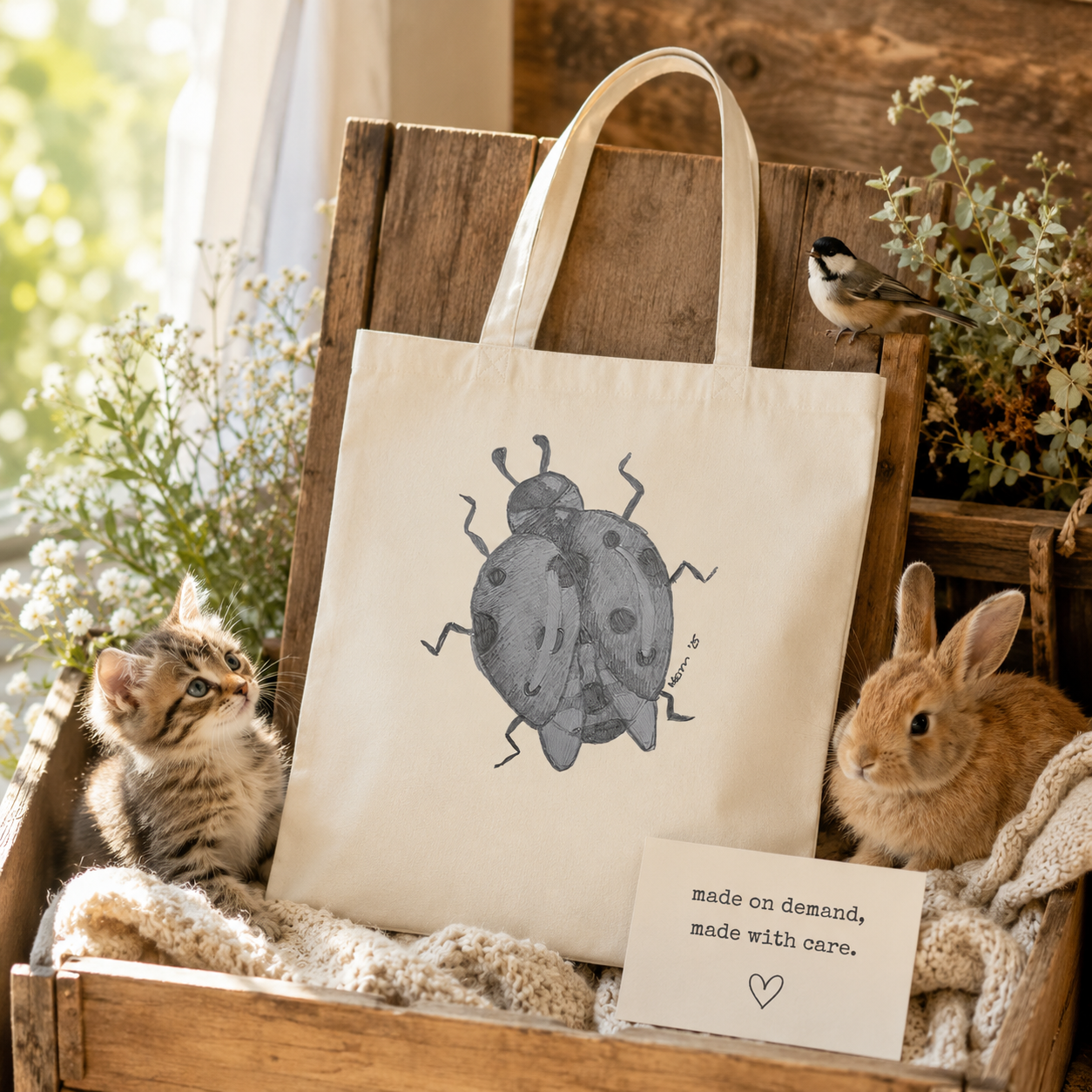 Lady of Ashes Tote Bag | Symbolic Ladybird Cotton Tote Bag