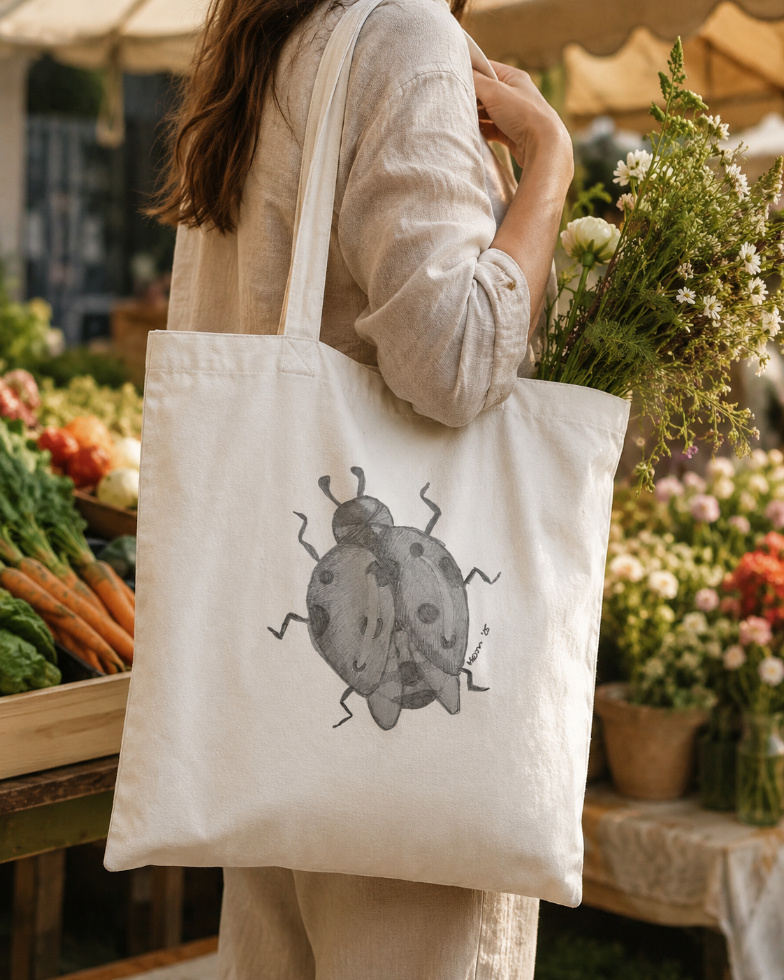 Lady of Ashes Tote Bag | Symbolic Ladybird Cotton Tote Bag