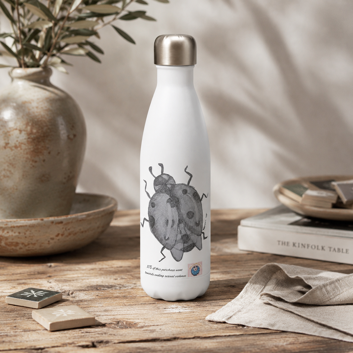 Lady of Ashes 17oz Stainless Steel Water Bottle | Insulated Art Bottle