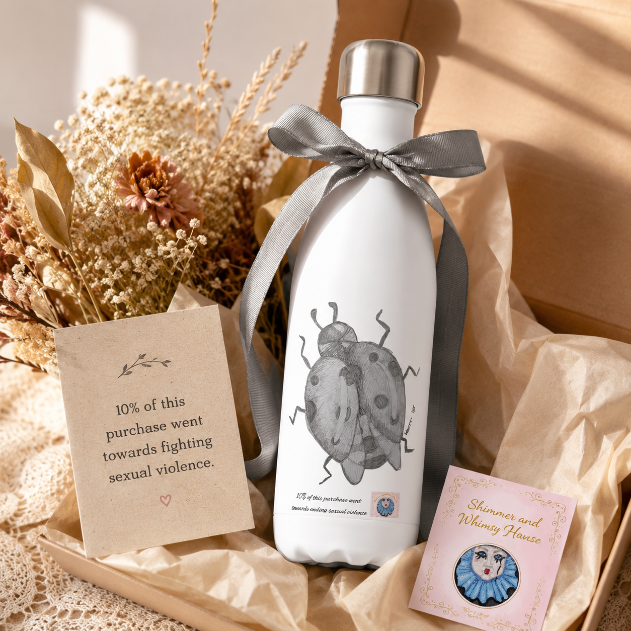 Lady of Ashes 17oz Stainless Steel Water Bottle | Insulated Art Bottle