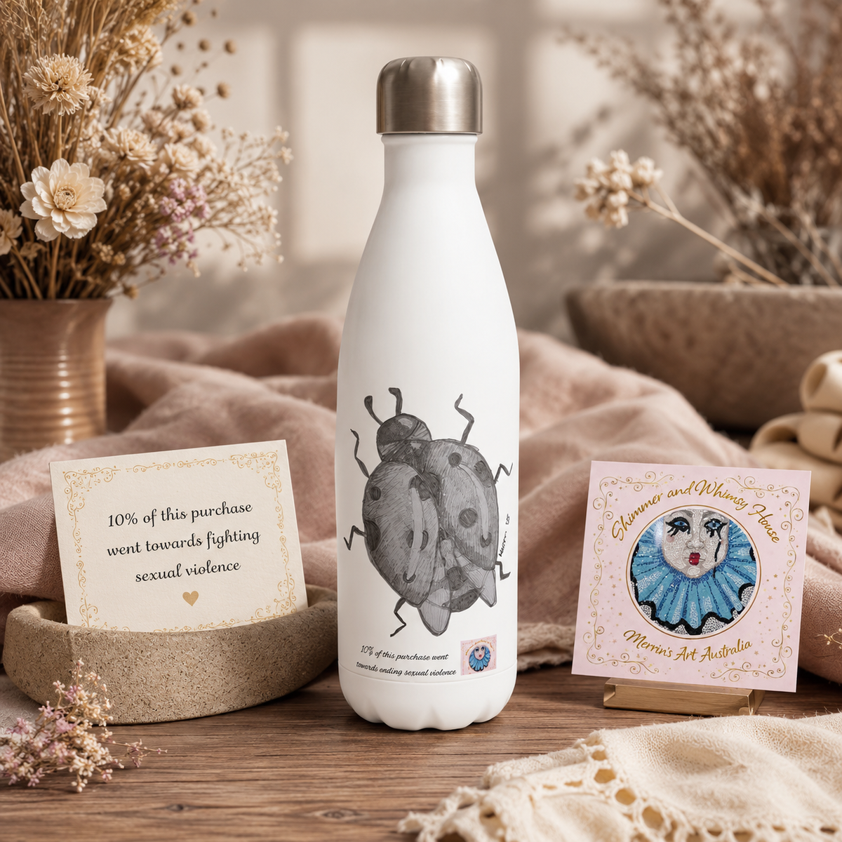 Lady of Ashes 17oz Stainless Steel Water Bottle | Insulated Art Bottle