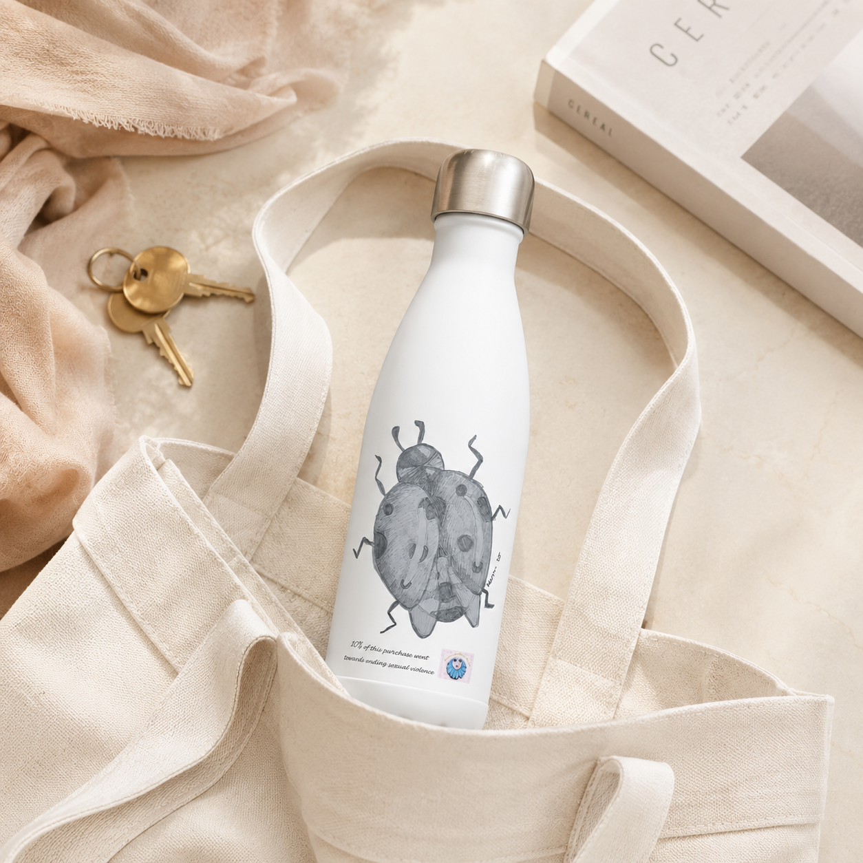 Lady of Ashes 17oz Stainless Steel Water Bottle | Insulated Art Bottle