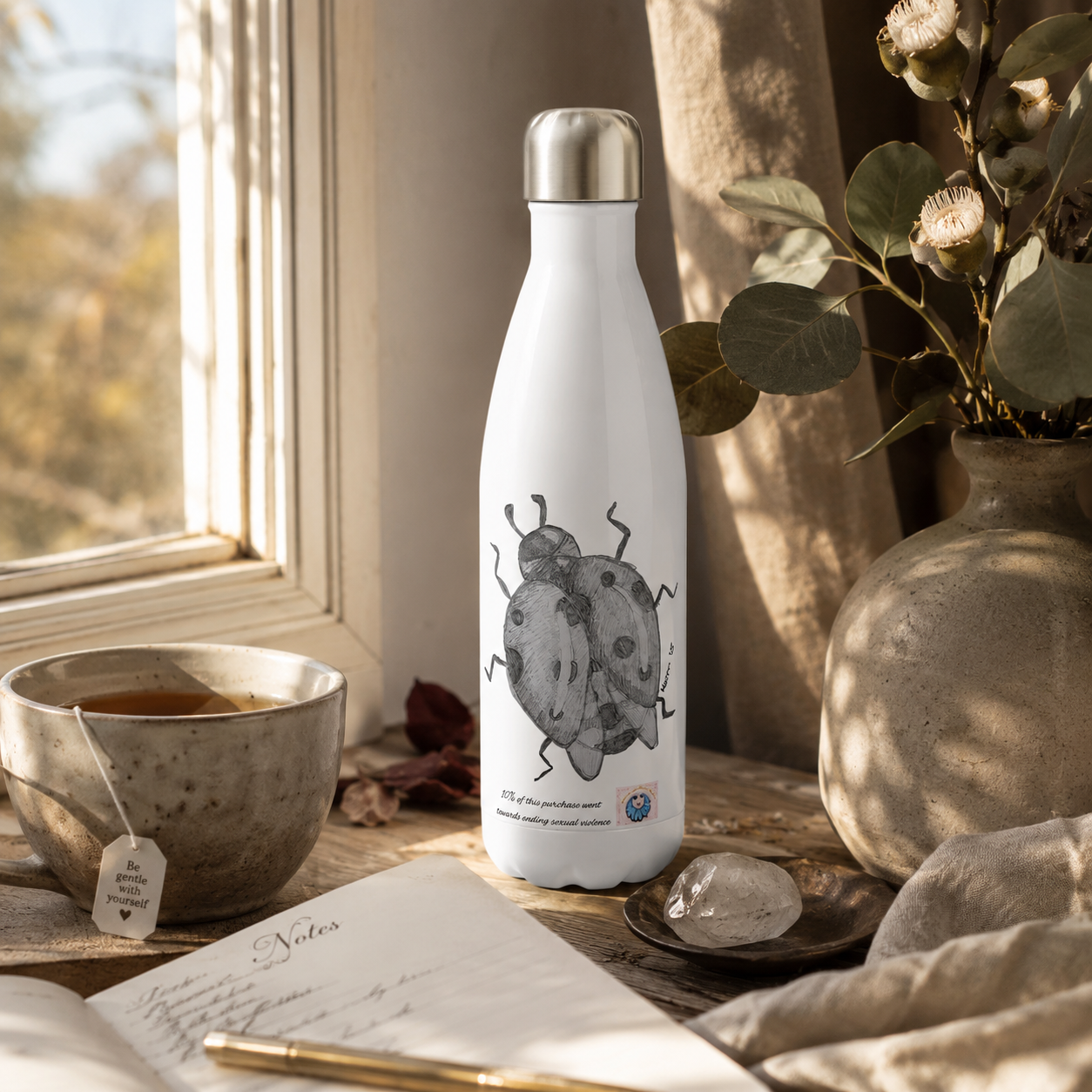 Lady of Ashes 17oz Stainless Steel Water Bottle | Insulated Art Bottle